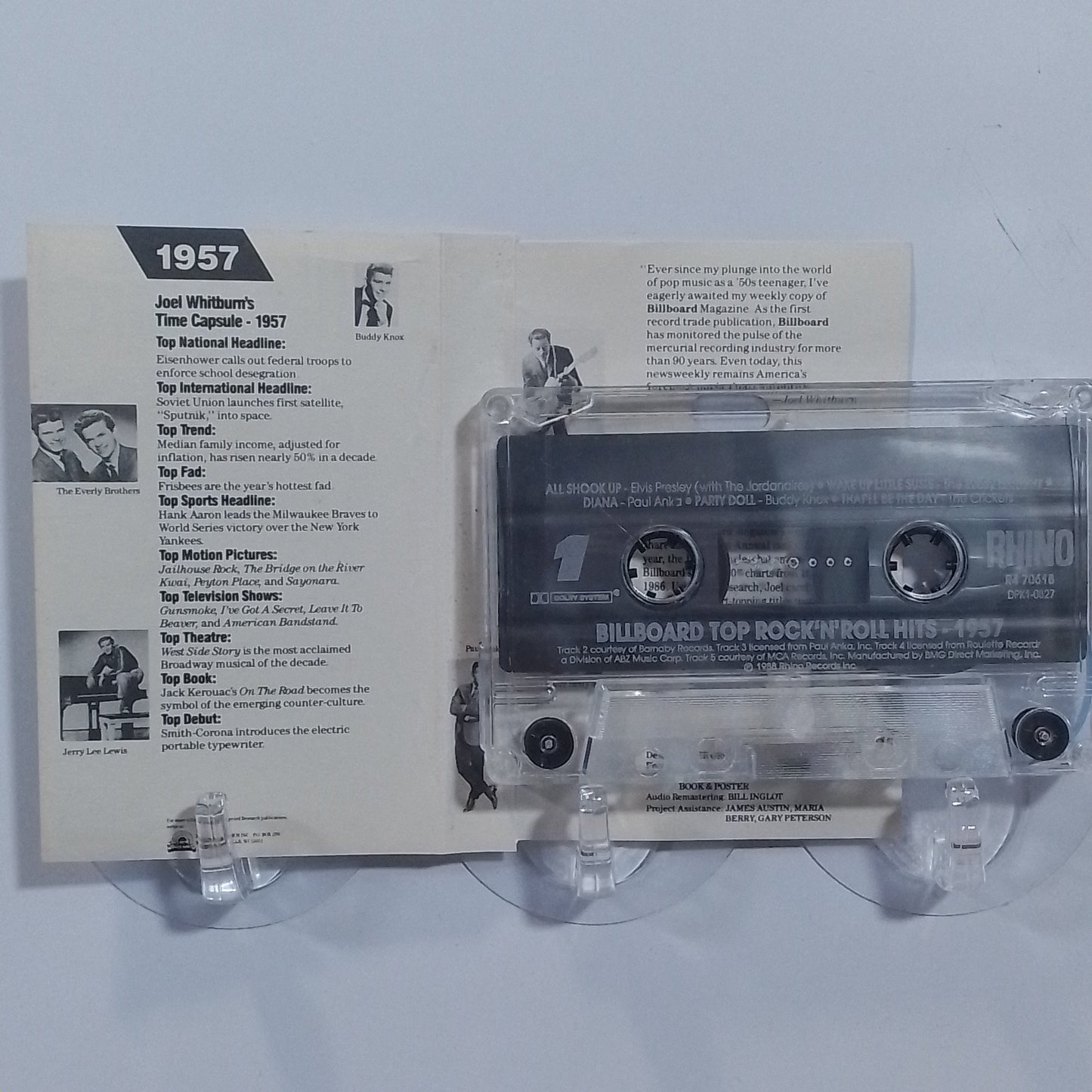 cassette Billboard Top Rock N Roll Hits 1957 Elvis Presley Buddy Holly Jerry Lee Lewis varios made usa 1988 rock
