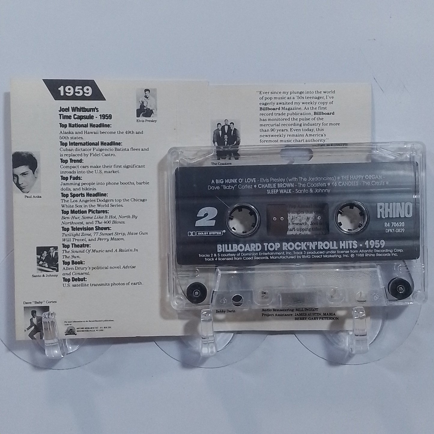 cassette Billboard Top Rock N Roll Hits 1959 made usa 1988 rock