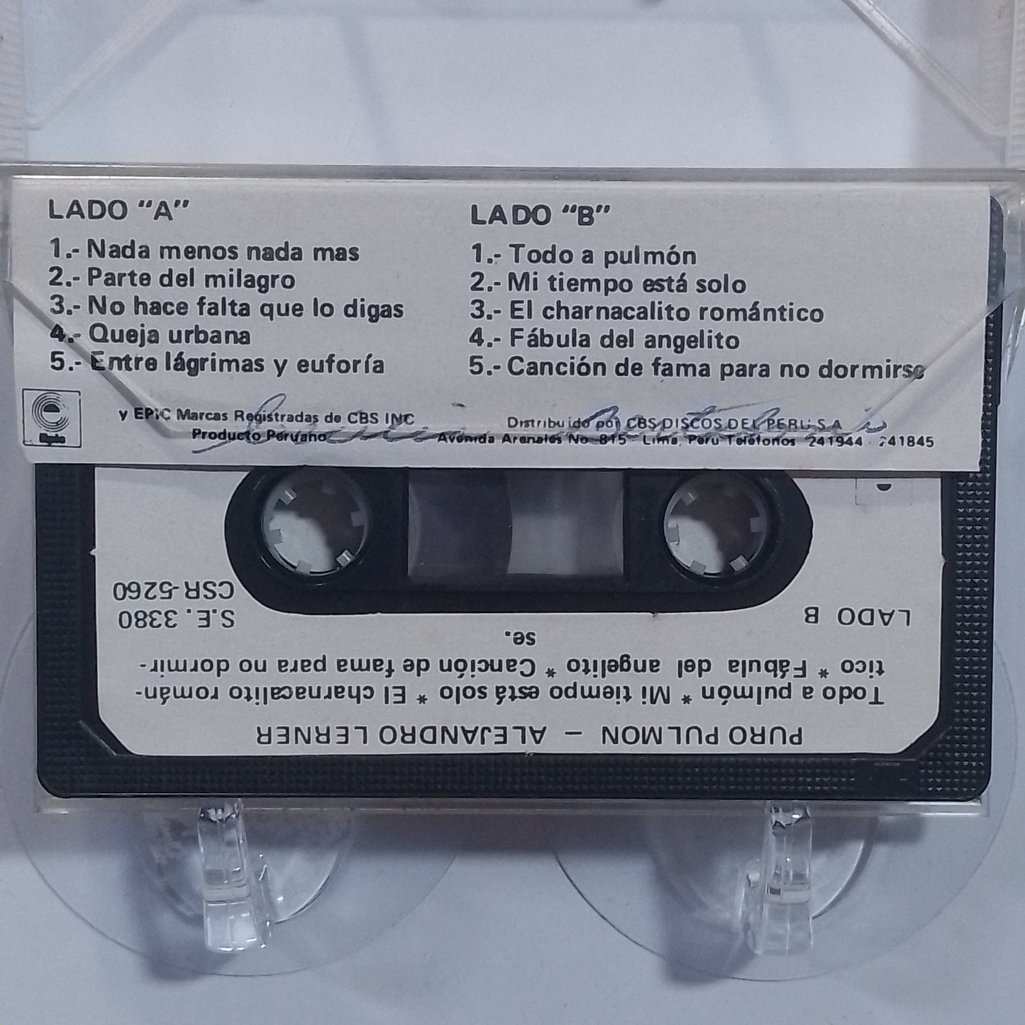 cassette Alejandro Lerner Puro Pulmon made peru 1986 latin rock