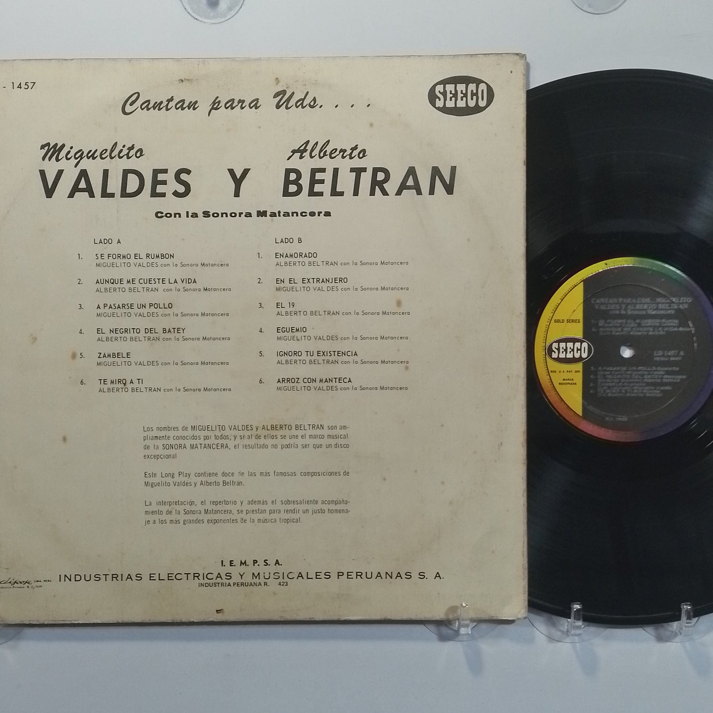 lp Miguelito Valdez Alberto Beltran canta para ustedes made peru 1970 guaracha latin