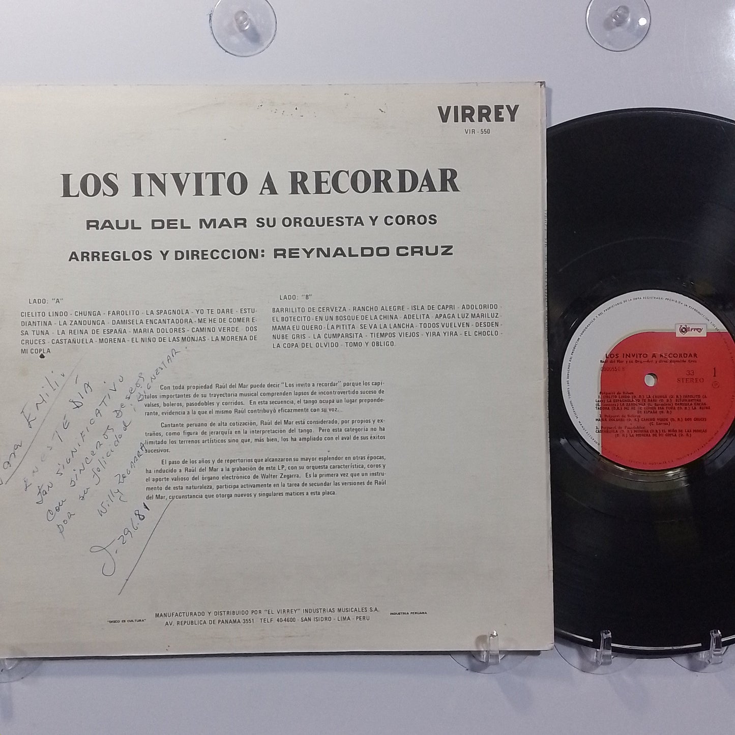 lp Raul Del Mar Y Su Orquesta Caracteristica Los Invito A Recordar made peru 1967 vals bolero