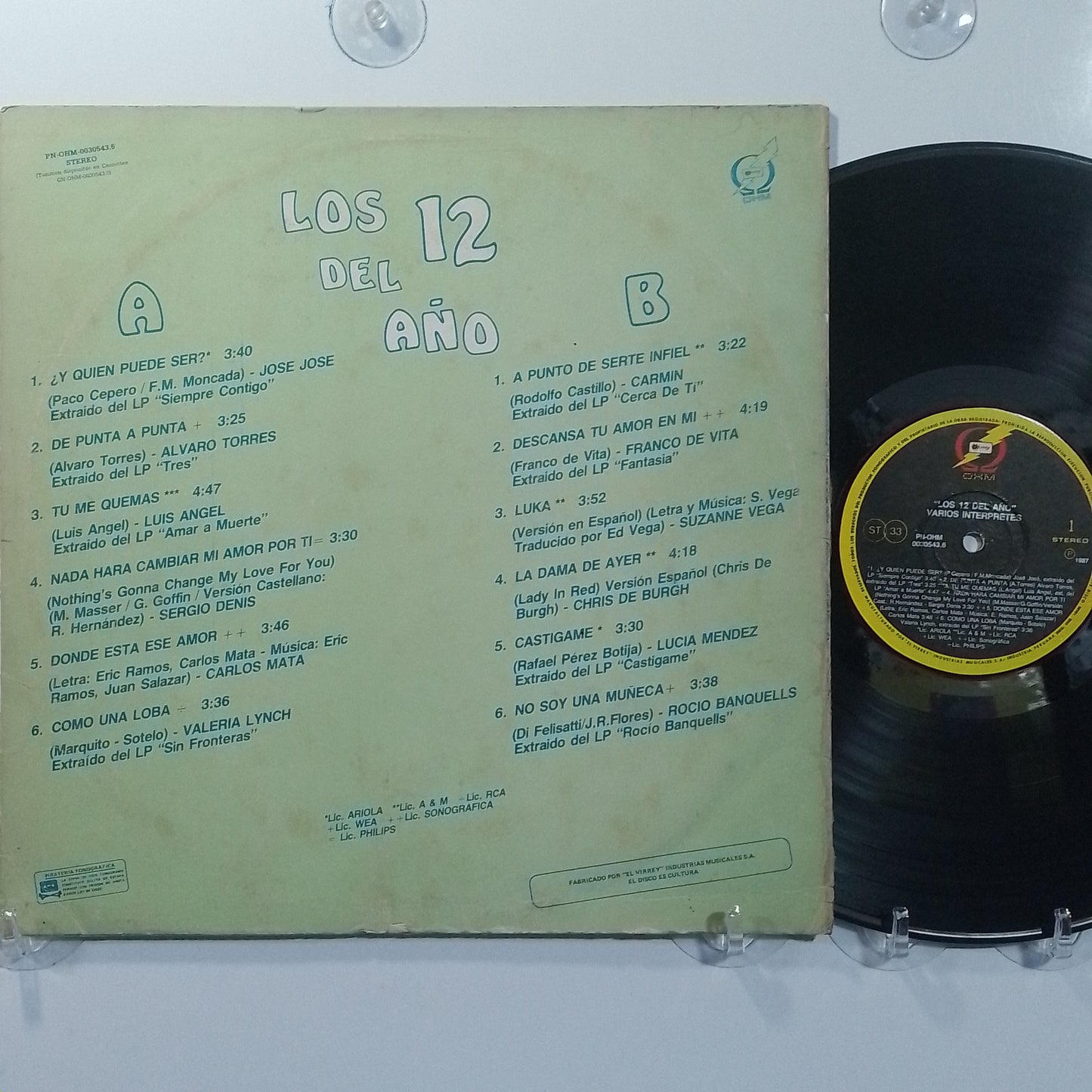 lp los 12 del año suzanne vega chris de burgh franco de vita varios made peru 1987 pop rock