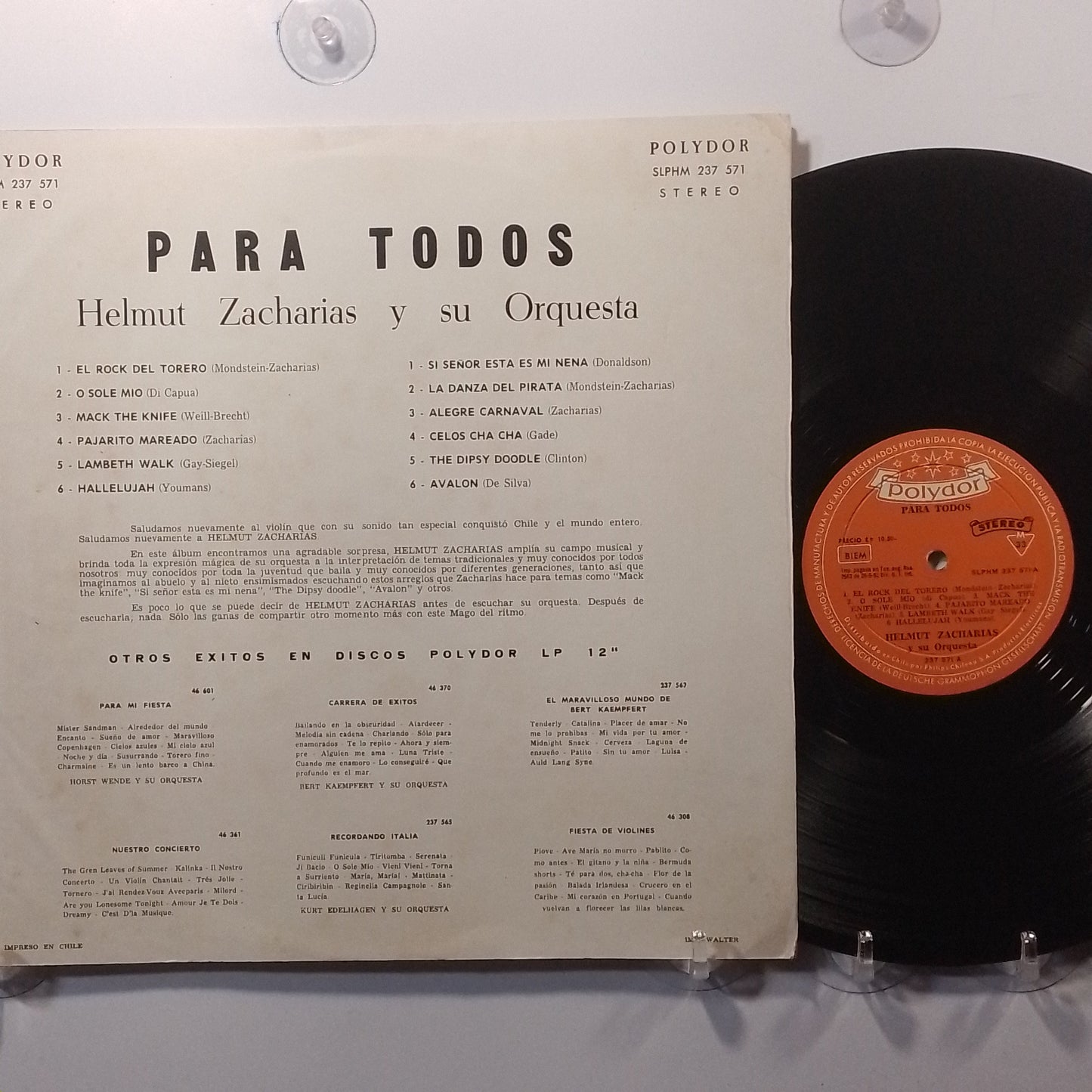 lp helmut zacharias y su orquesta para todos made chile 1970 instrumental