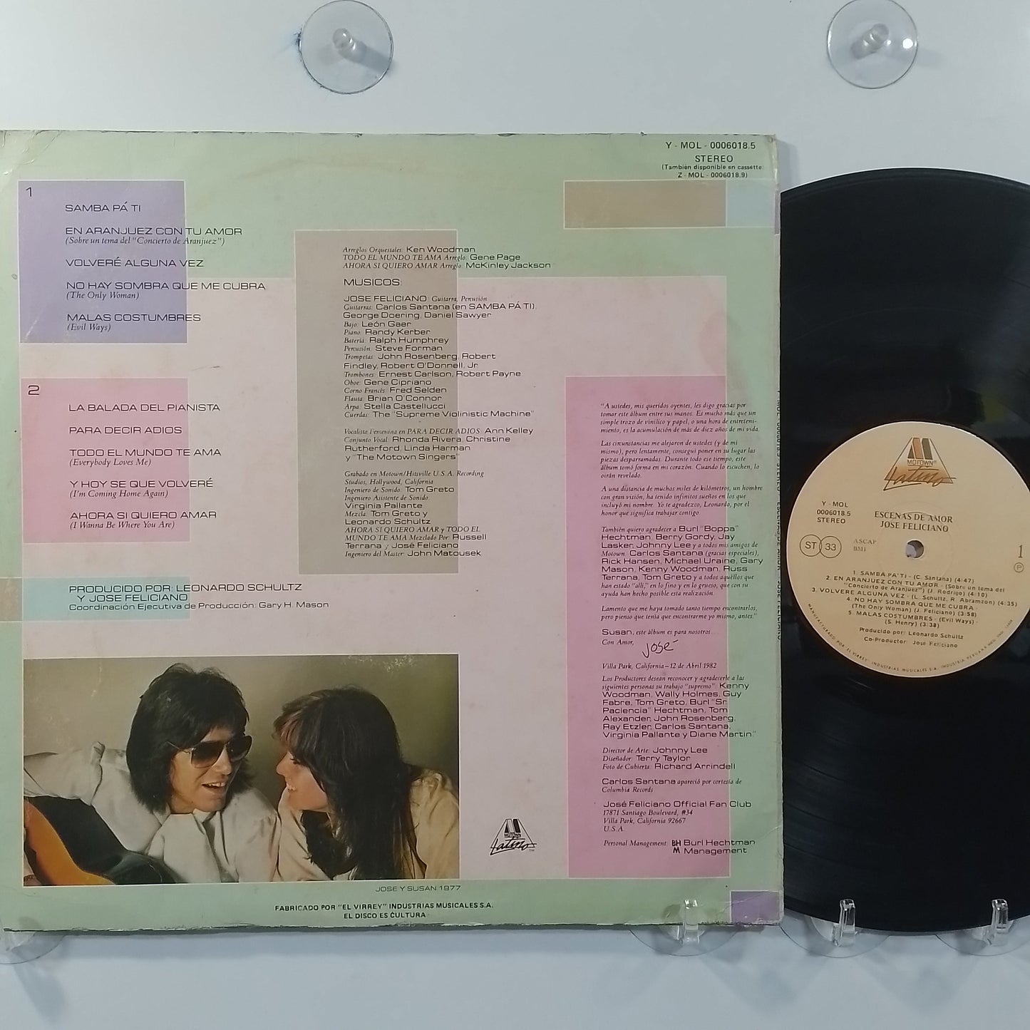 lp Jose Feliciano Escenas De Amor made peru 1982 con insert latin pop