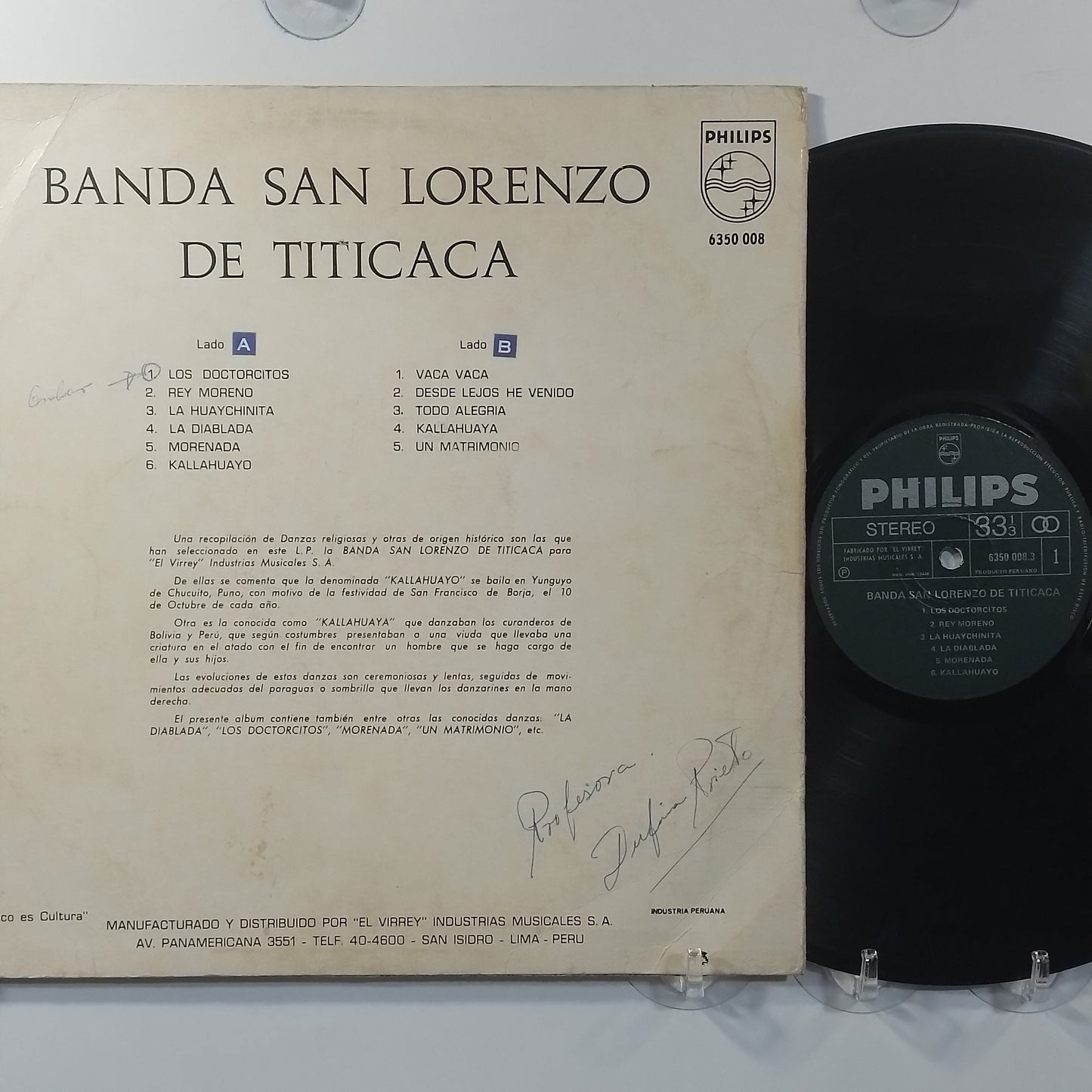 lp Banda San Lorenzo De Titicaca Banda San Lorenzo De Titicaca made peru 1972 andean folk