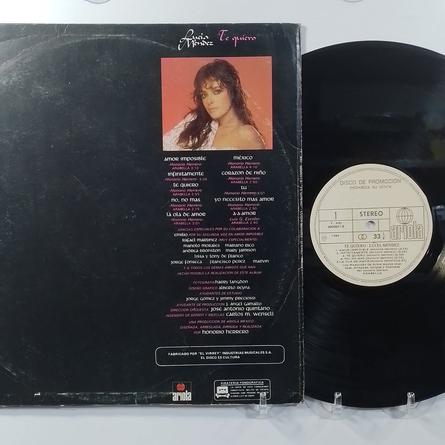 lp Lucia Mendez Te Quiero made peru 1985 promocional pop latin