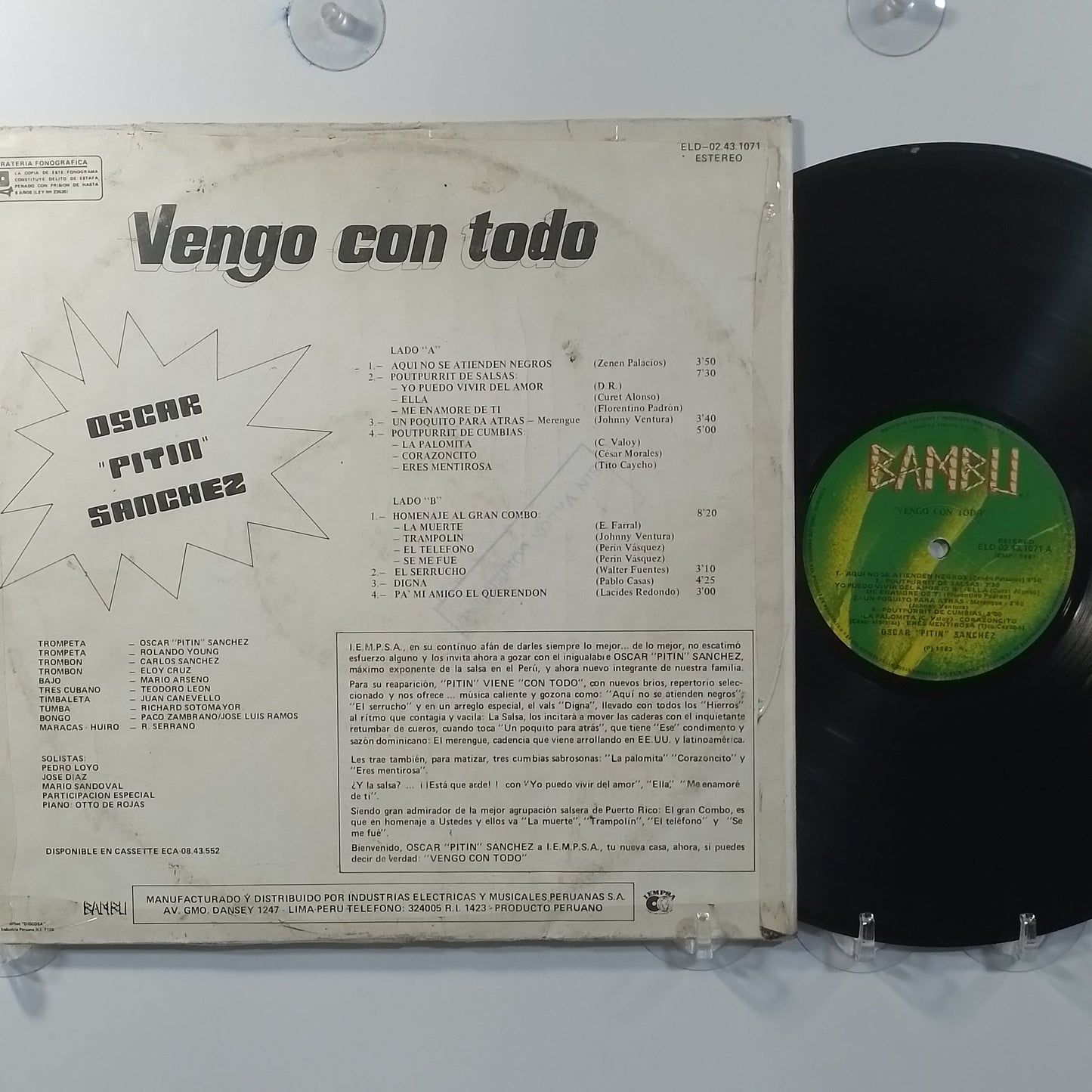 lp Oscar Pitin Sanchez Vengo Con Todo made peru 1983 cumbia salsa