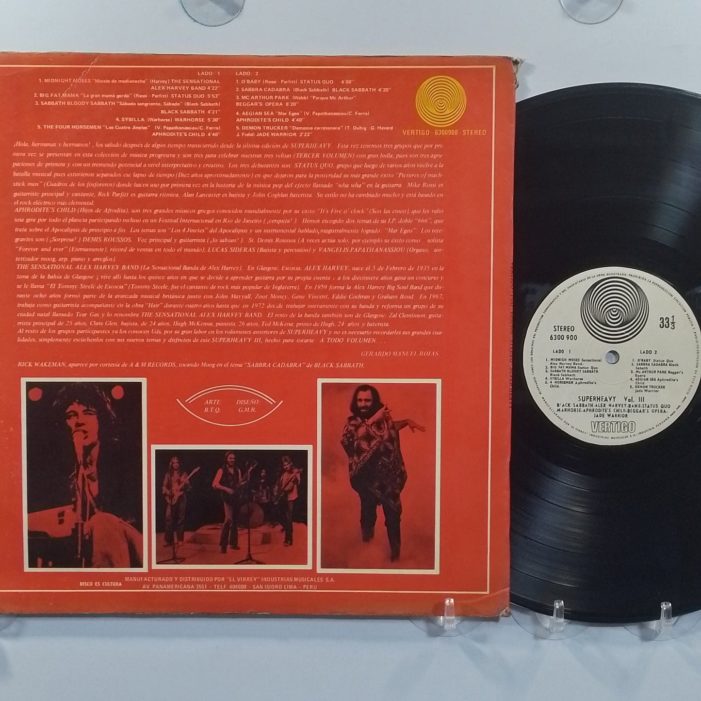 lp Superheavy Three Black Sabbath Status Quo Warhorse varios made peru 1973 rock