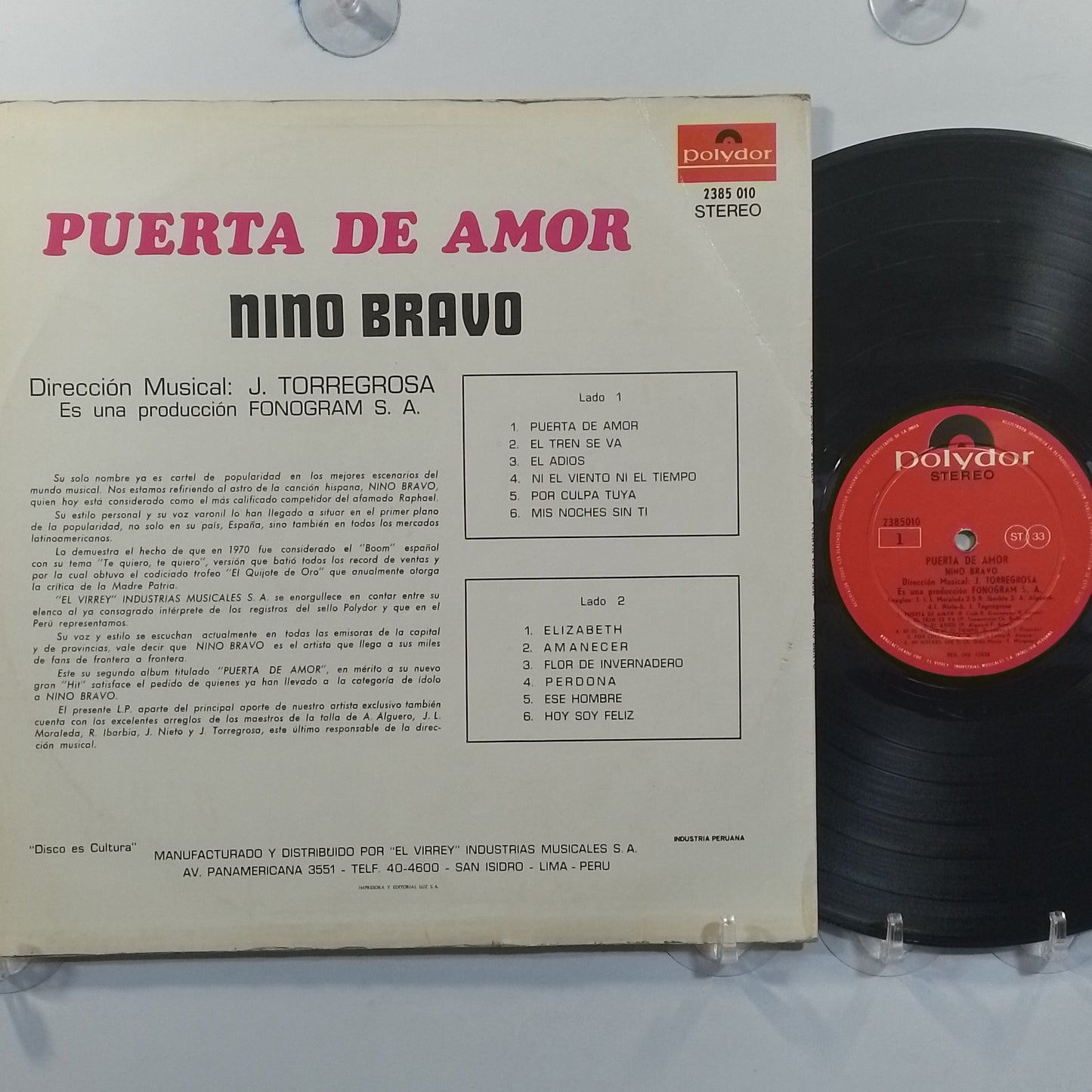 lp Nino Bravo puerta de amor made peru 1971 con insert latin pop