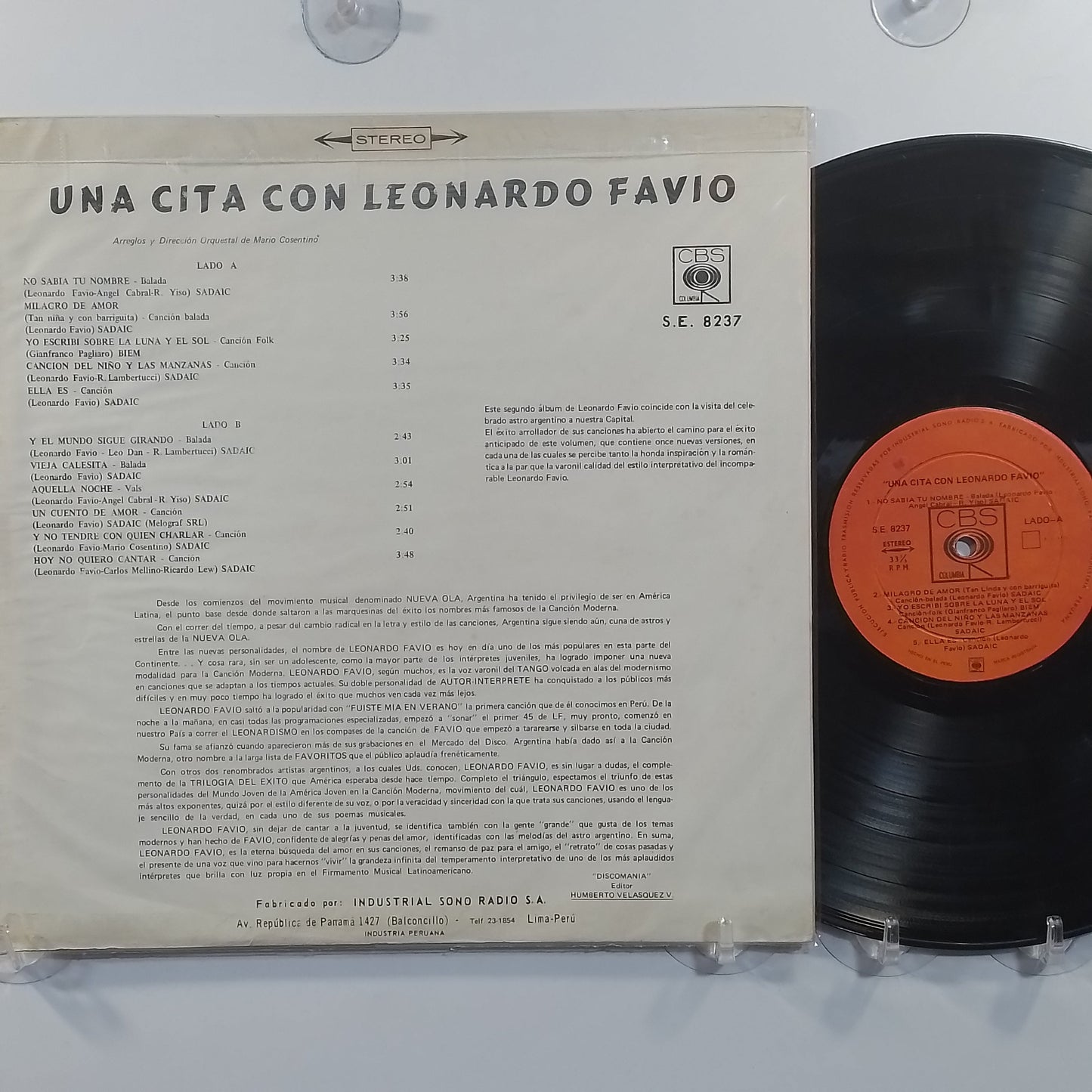 lp leonardo favio una cita con leonardo favio made peru 1970 latin pop