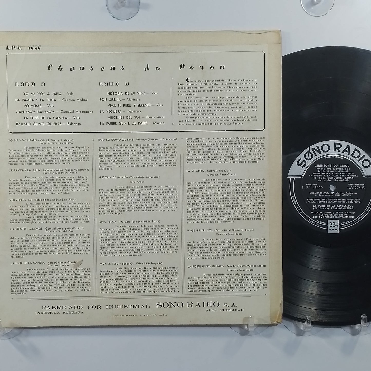 lp chansons du perou trio los chamas jorge perez lina angeli varios made peru 1960 andean folk