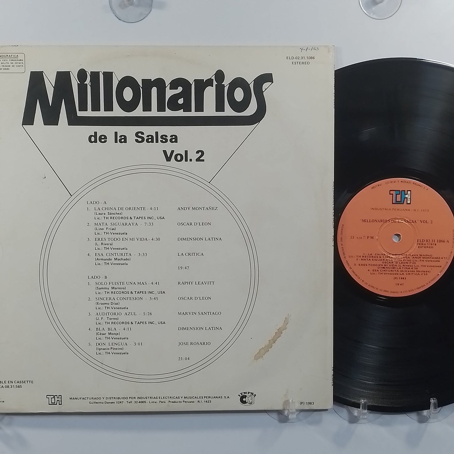 lp Millonarios De La Salsa Vol 2 Andy Montañez Dimension Latina Raphy Leavitt varios made peru 1983 latin salsa