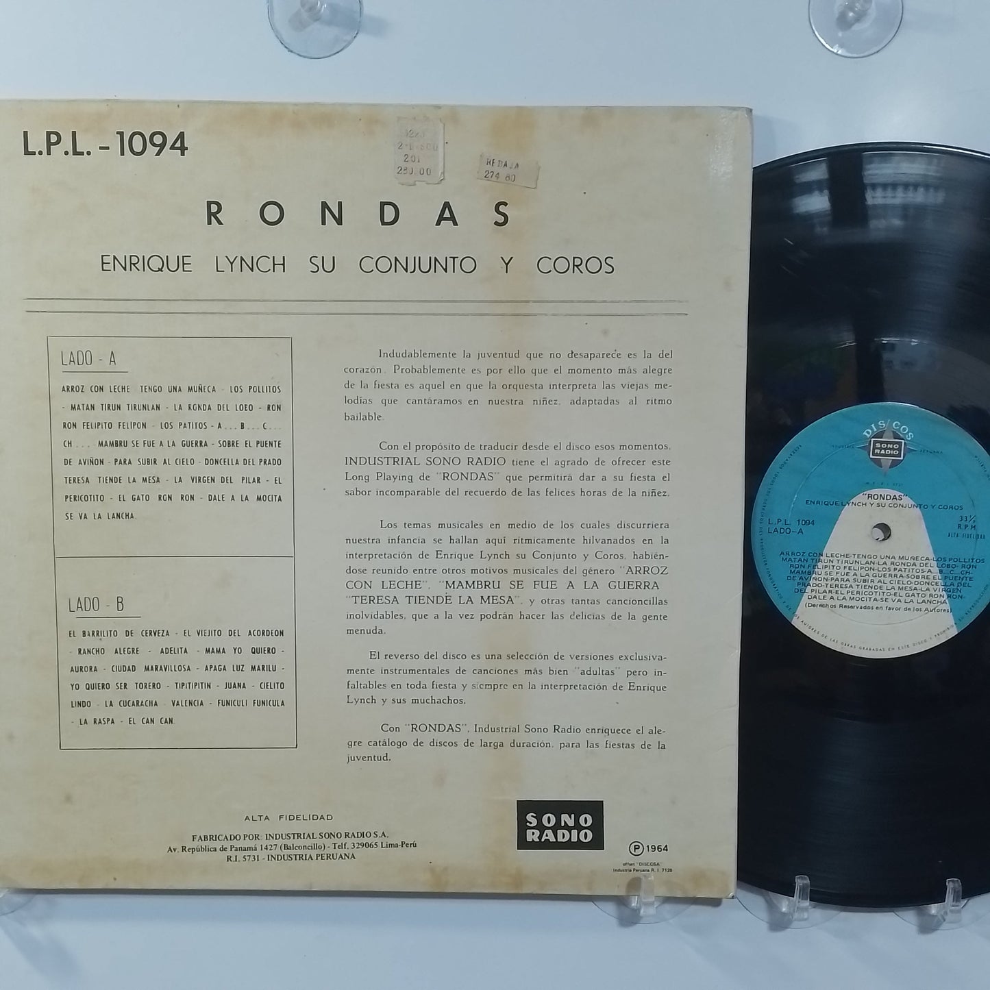 lp Enrique Lynch Y Su Conjunto Rondas made peru 1970 latin pop