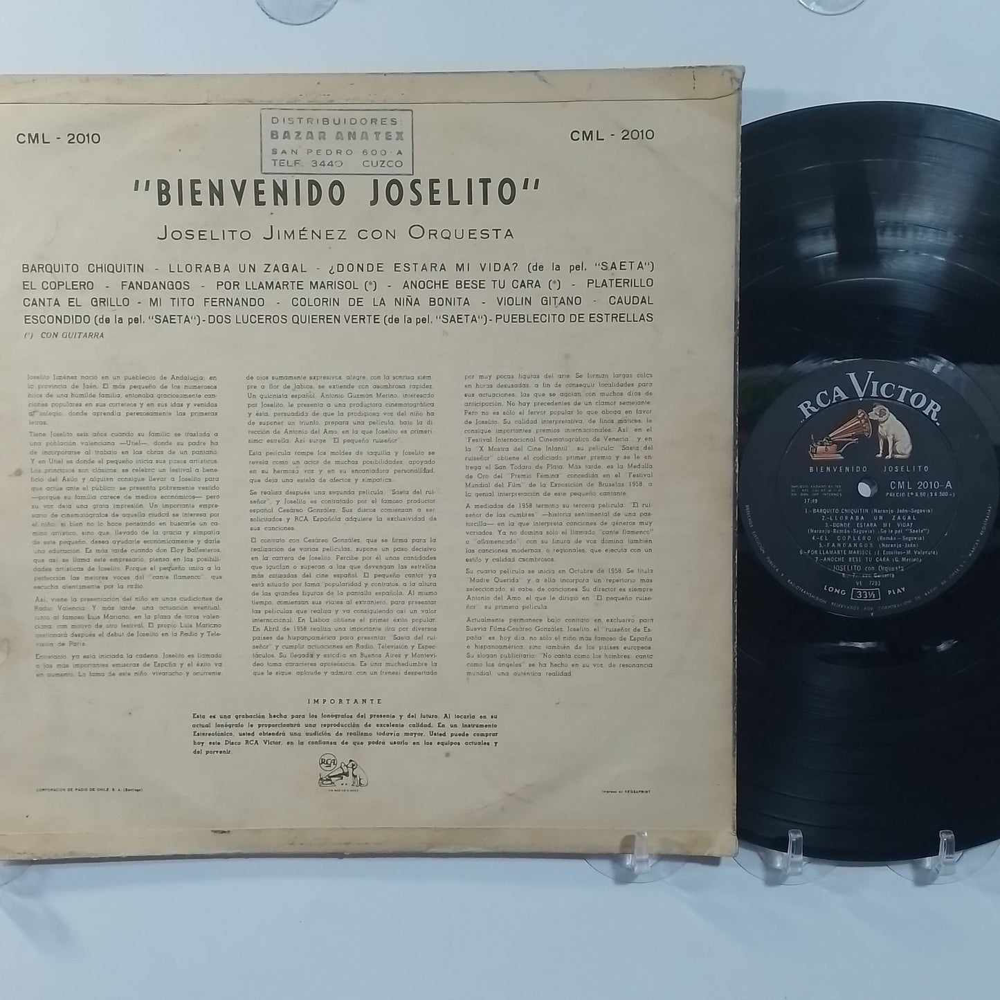 lp Joselito Bienvenido Joselito made chile 1959 flamenco folk