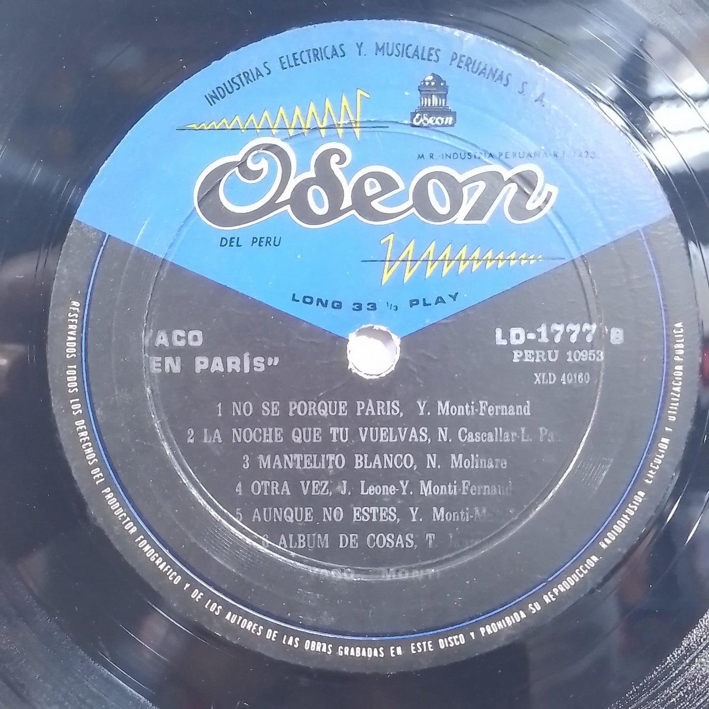 lp Yaco Monti Yaco En Paris made peru 1968 promocional latin pop