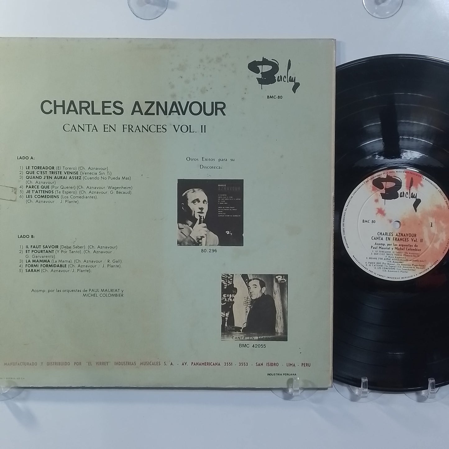 lp Charles Aznavour Canta en Frances Vol 2 made Peru 1970 balada pop