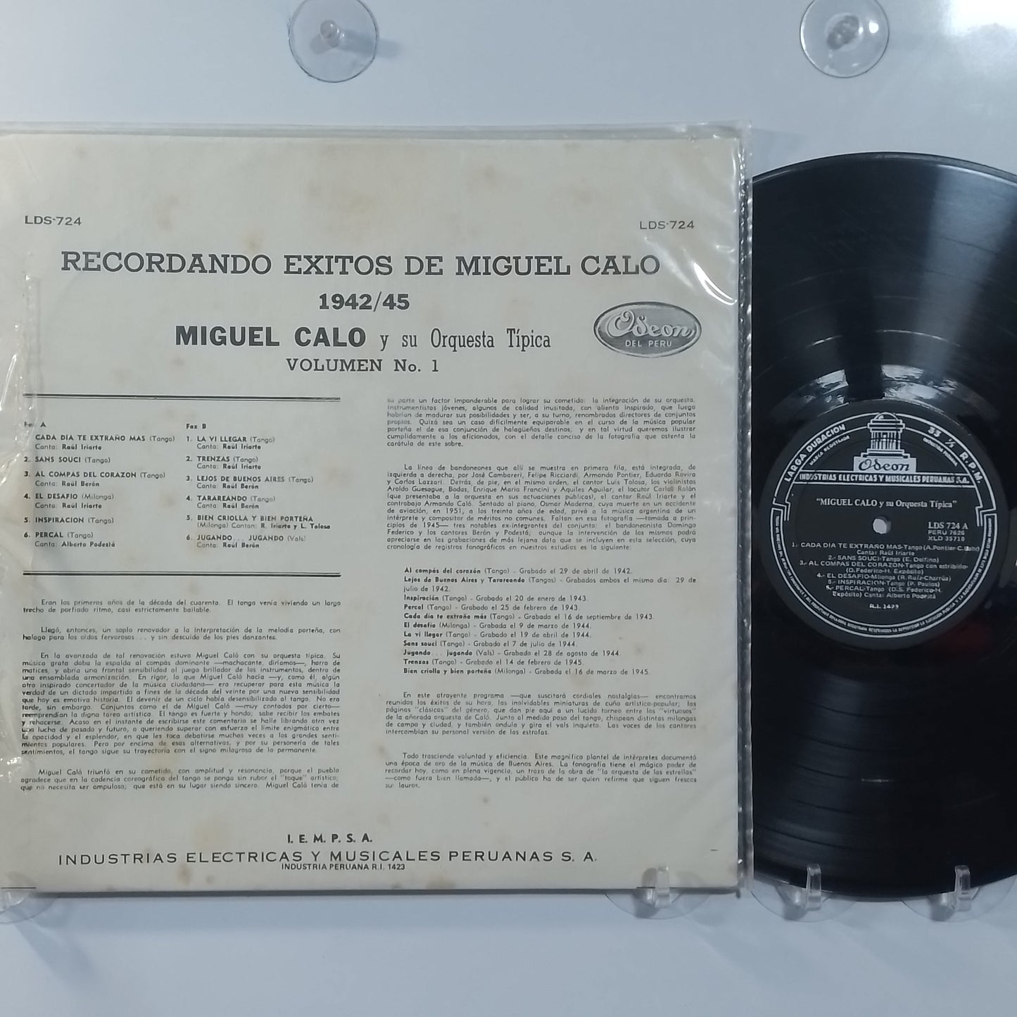 lp Miguel Calo Recordando Exitos De Miguel Calo 1942 1945 Volumen 1 made peru 1960 tango folk