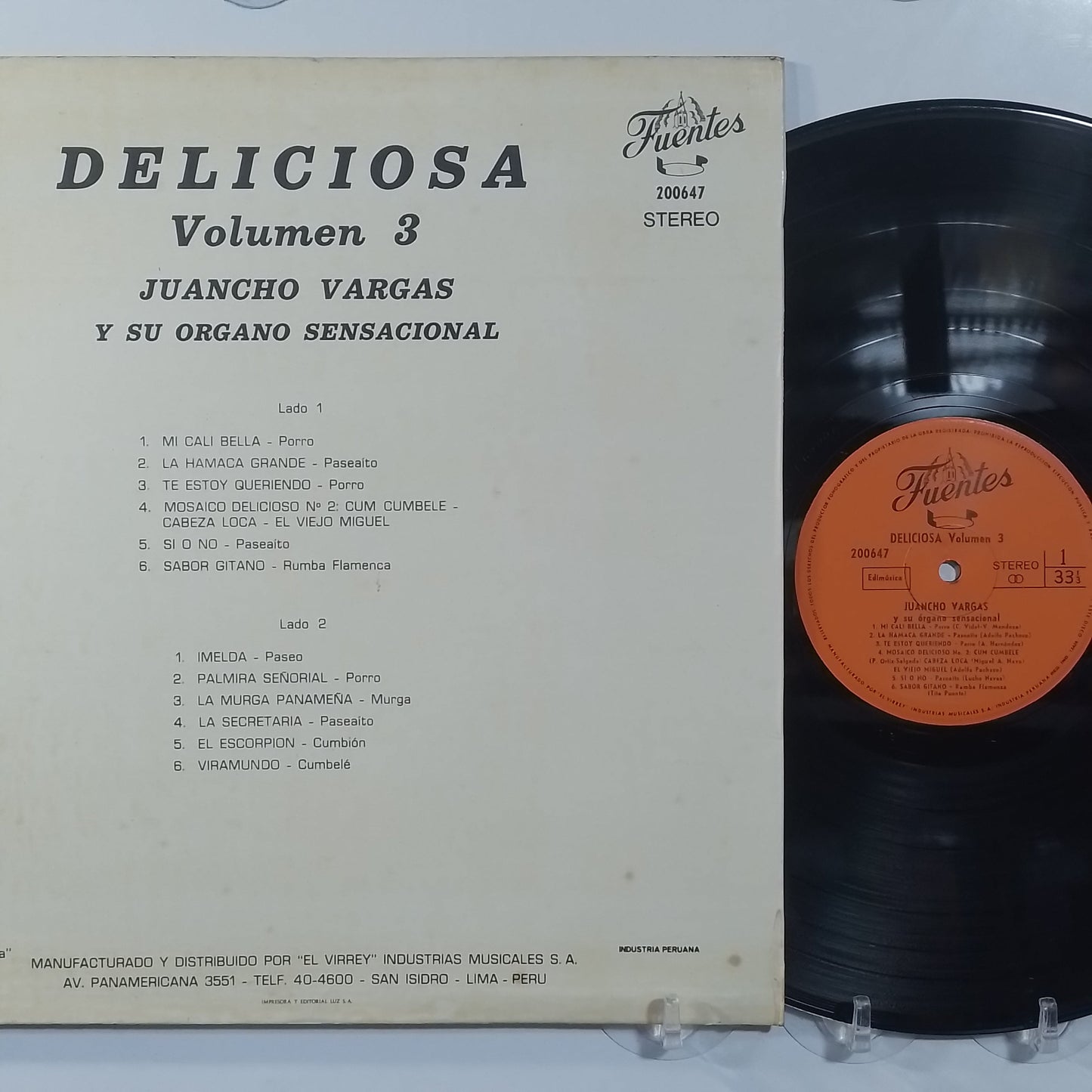 lp Juancho Vargas y su Organo Sensacional Deliciosa Volumen 3 made peru 1971 latin salsa cumbia