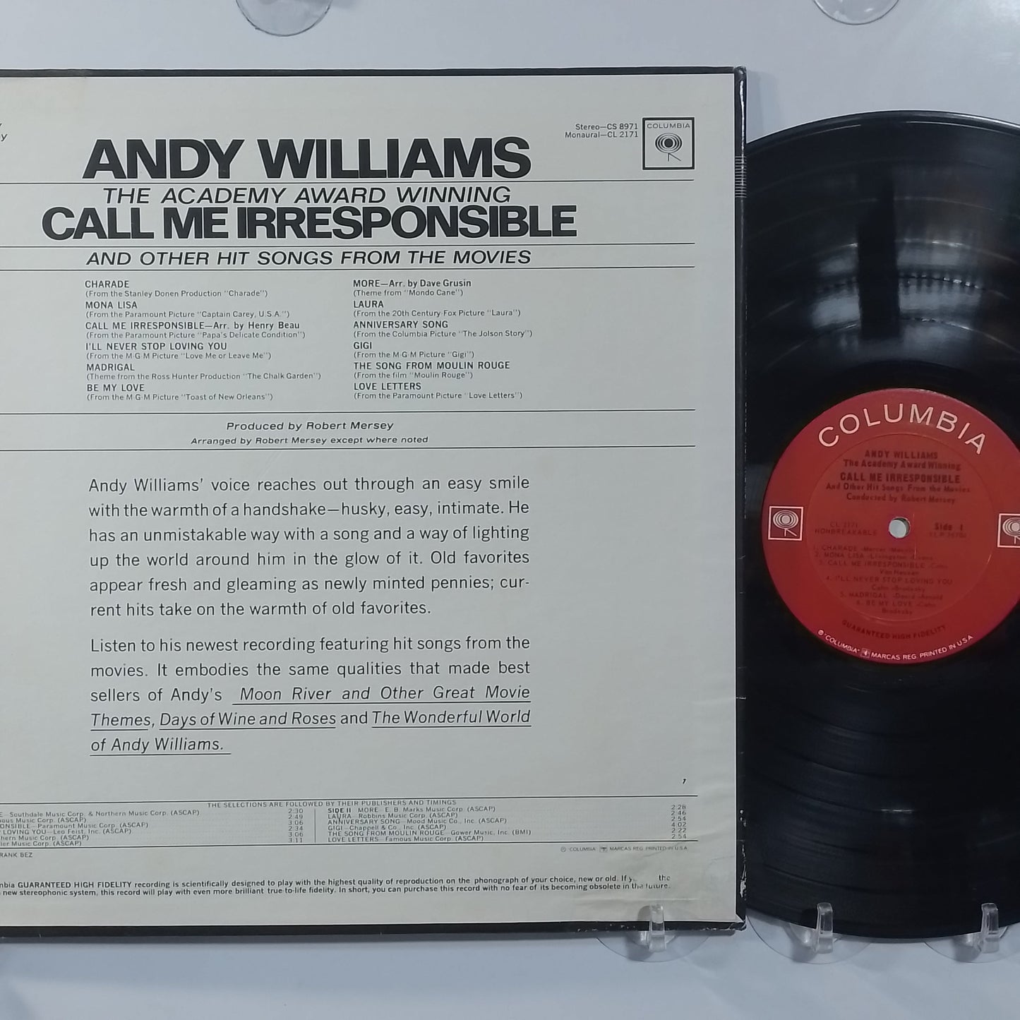 lp Andy Williams Call Me Irresponsible And Other Hit Songs From the Movies made usa 1964 jazz pop