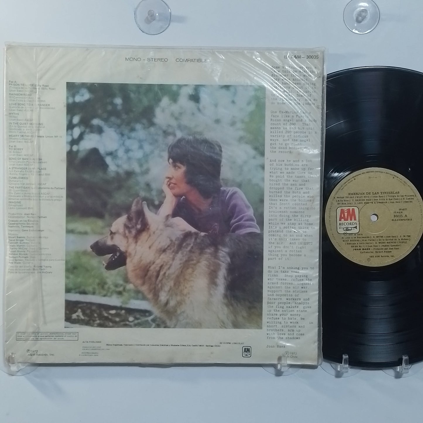 lp Joan Baez Come From The Shadows made chile 1972 folk country