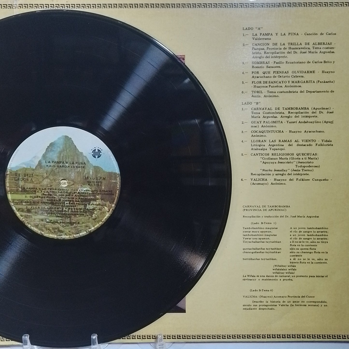 lp Dr Raul Garcia La Pampa Y La Puna made peru 1973 gatefold huayno folk