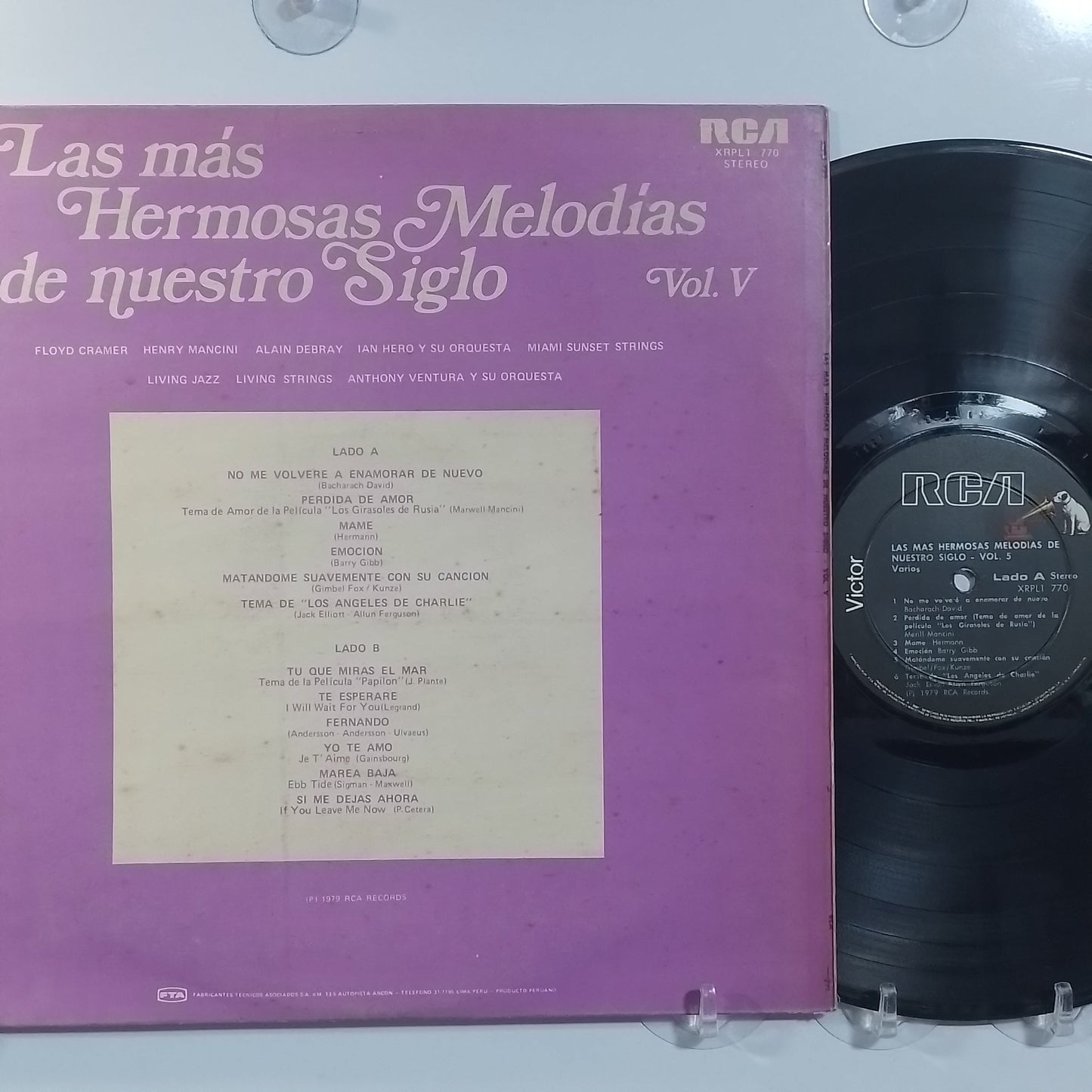 lp las mas hermosas melodias de nuestro siglo vol 5 henry mancini floyd cramer varios made peru 1979 instrumental