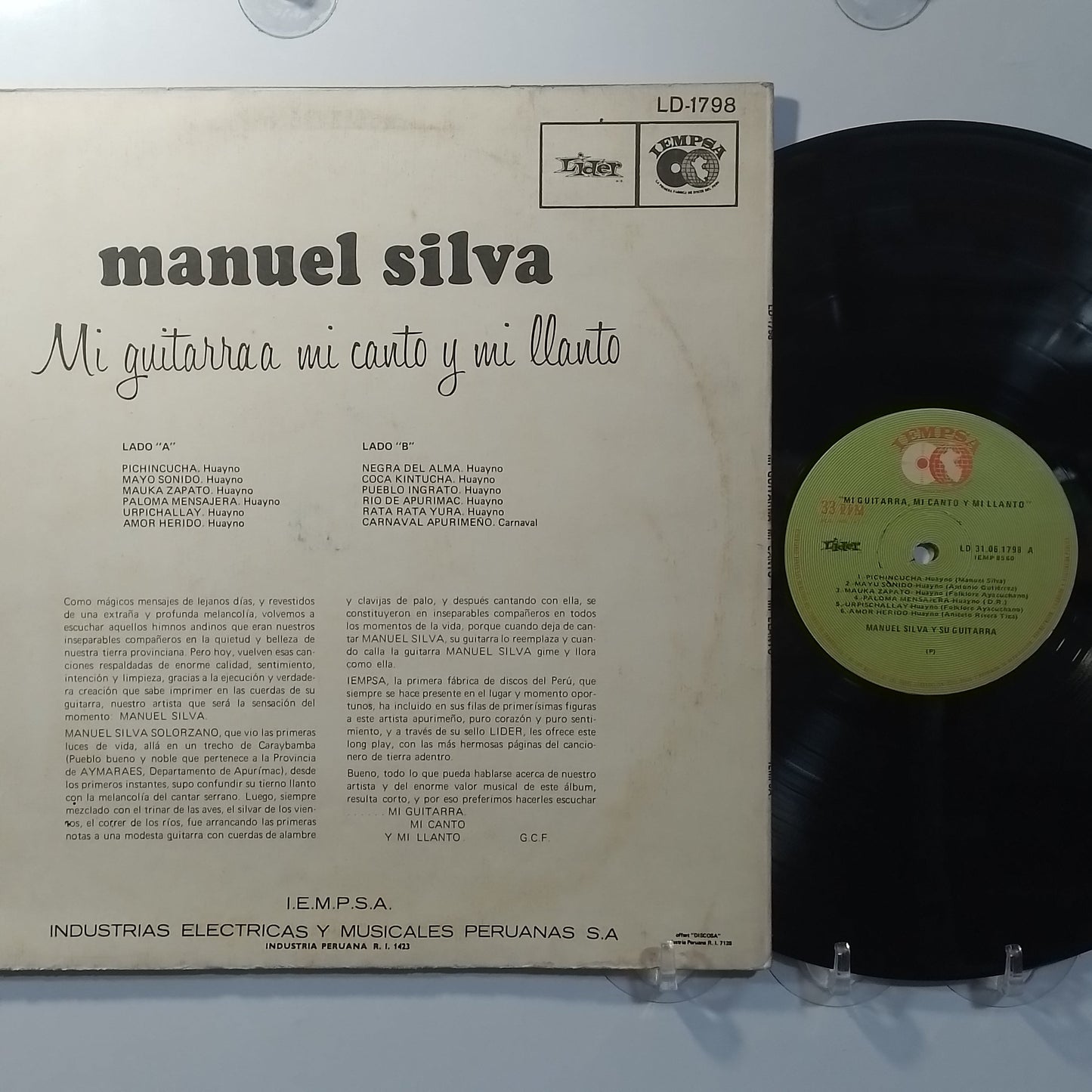 lp Manuel Silva Mi Guitarra Mi Canto y Mi Llanto made peru 1968 huayno folk