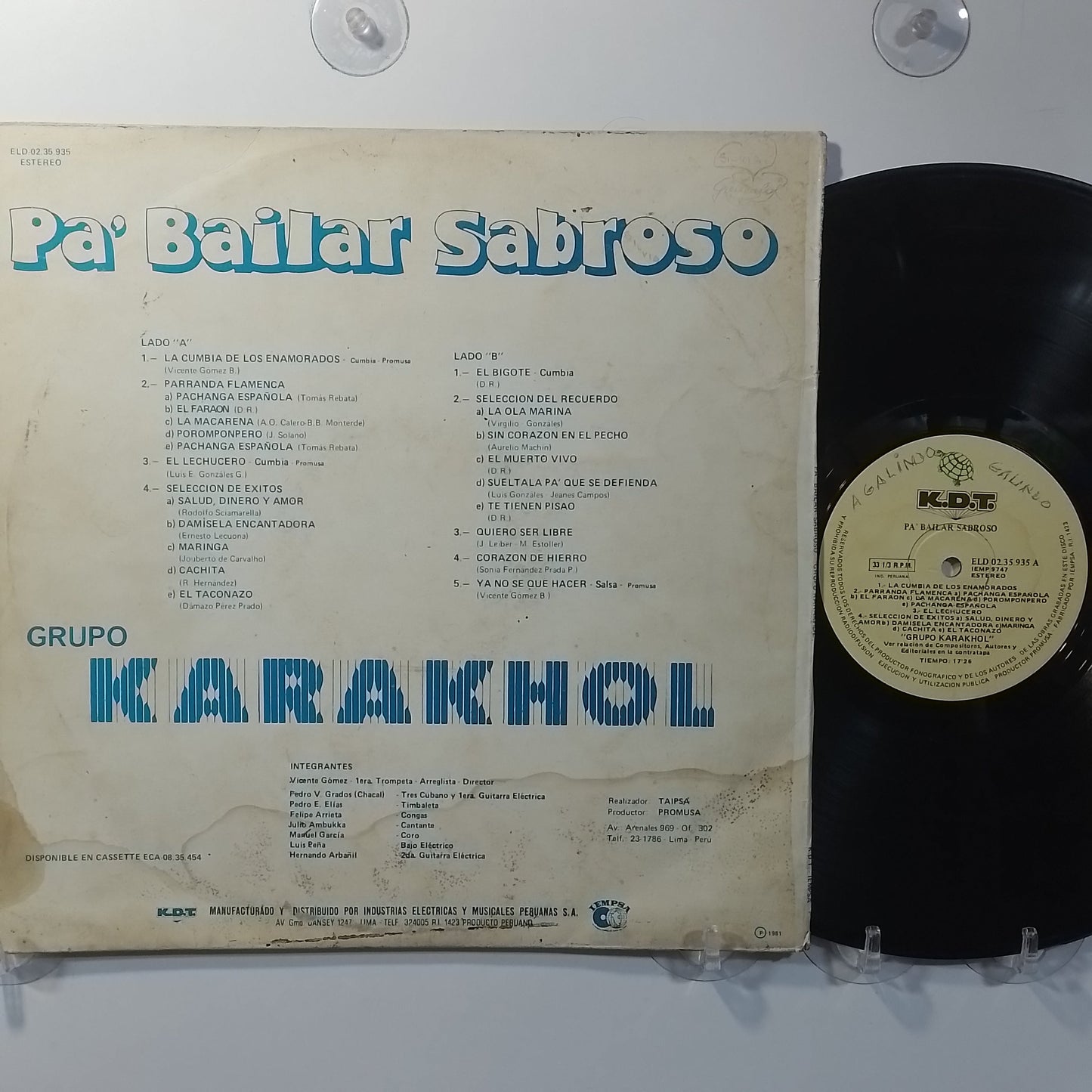 lp Grupo Karakhol Pa' Bailar Sabroso made peru 1981 salsa cumbia