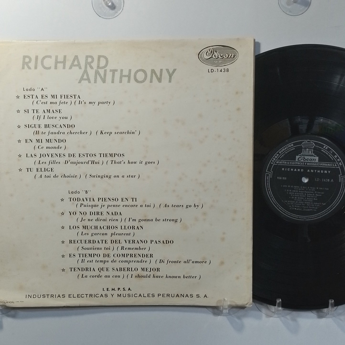 lp Richard Anthony Richard Anthony made peru 1982 pop ballad