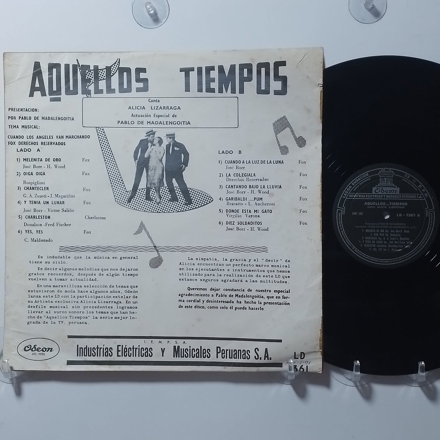 lp Aquellos Tiempos Alicia Lizarraga pablo de madalengoitia made peru 1964 foxtrot charleston folk