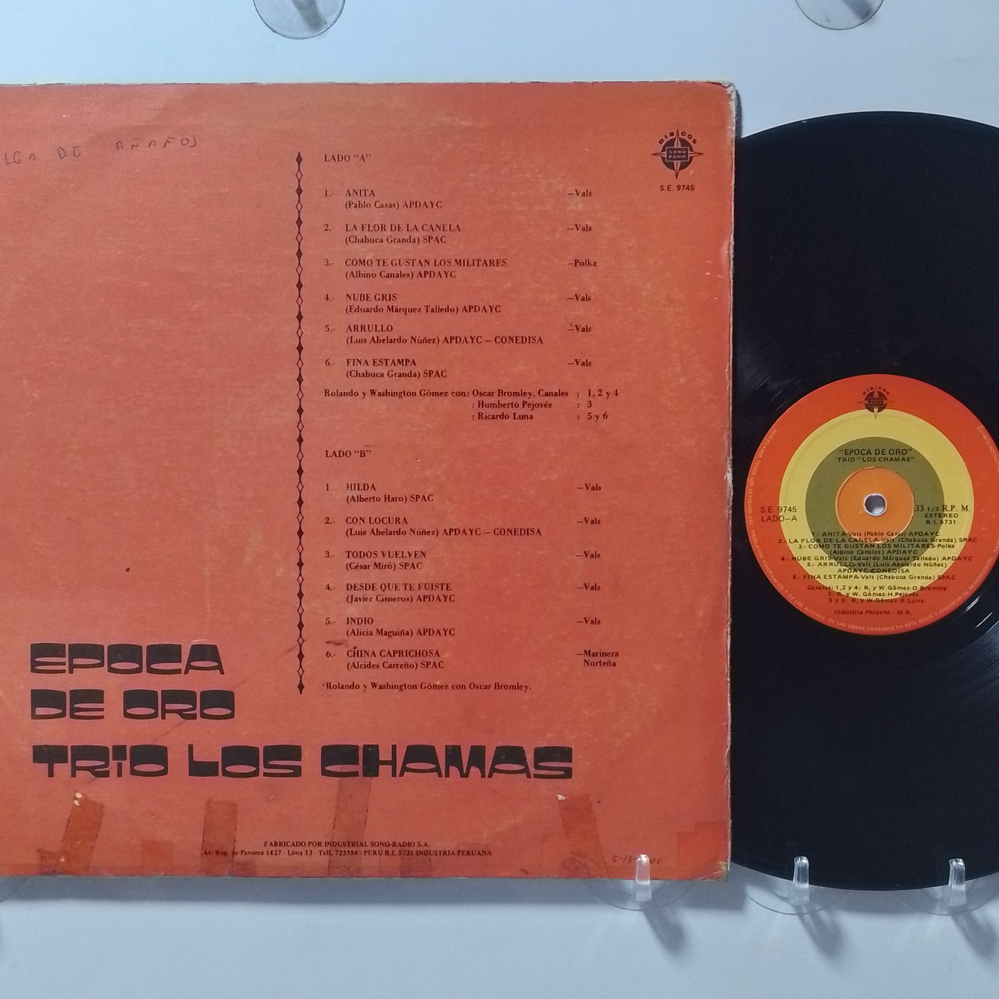 lp Trio Los Chamas Epoca De Oro made peru 1980 criollo folk
