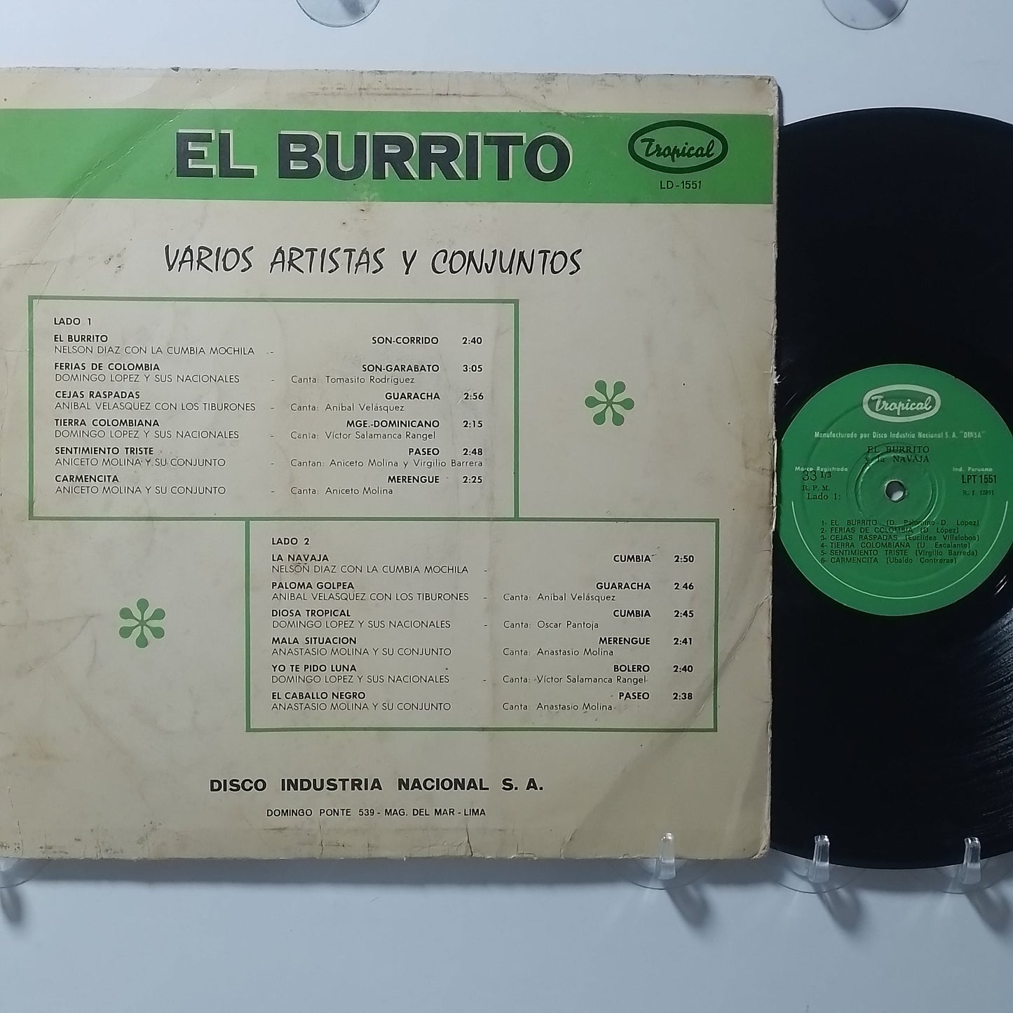 lp El Burrito y la Navaja Nelson Diaz Anastasio Molina Domingo Lopez varios made peru 1973 latin cumbia