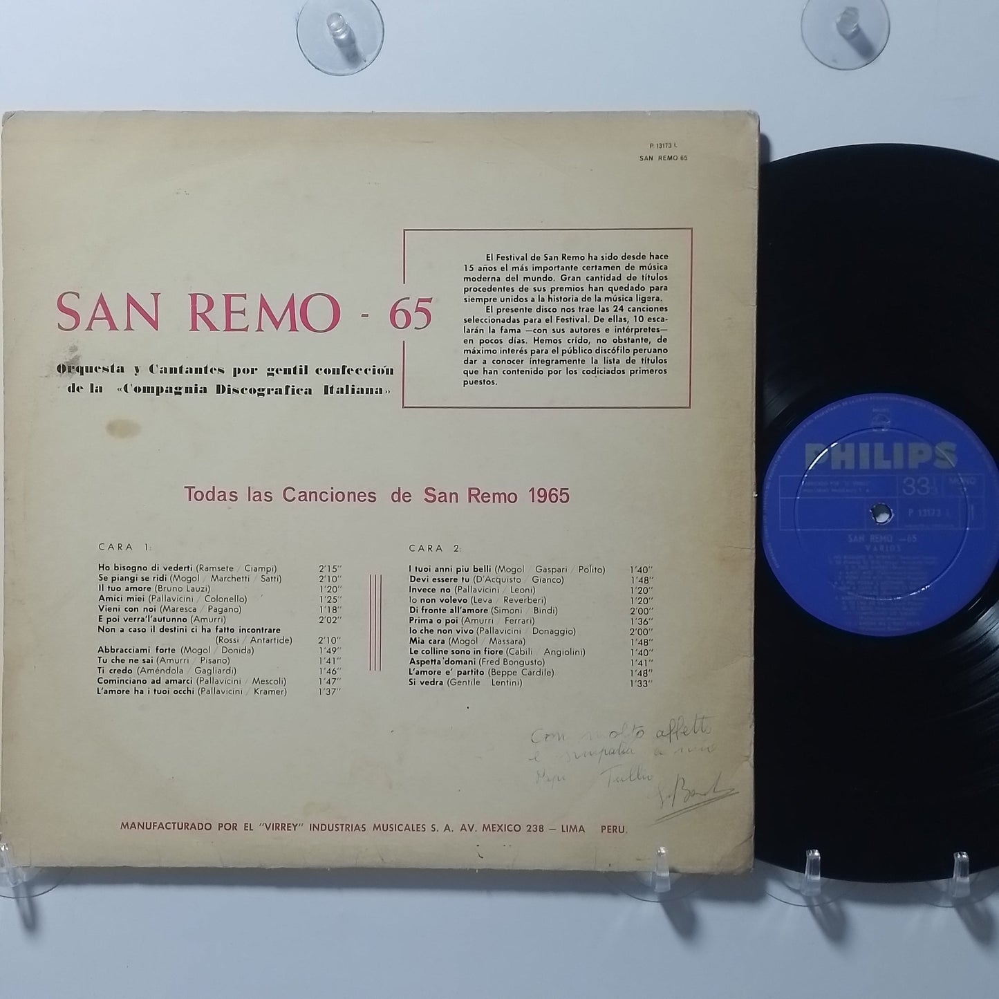 lp San Remo 65 ramsete bruno lauzi maresca varios made peru 1965 italiano ballad