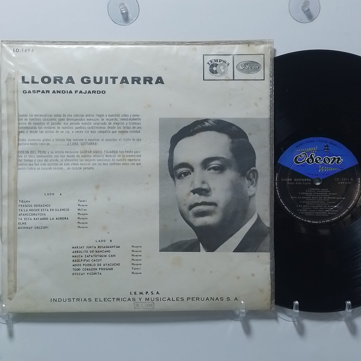 lp Gaspar Andia Fajardo Llora Guitarra made peru 1978 andean folk