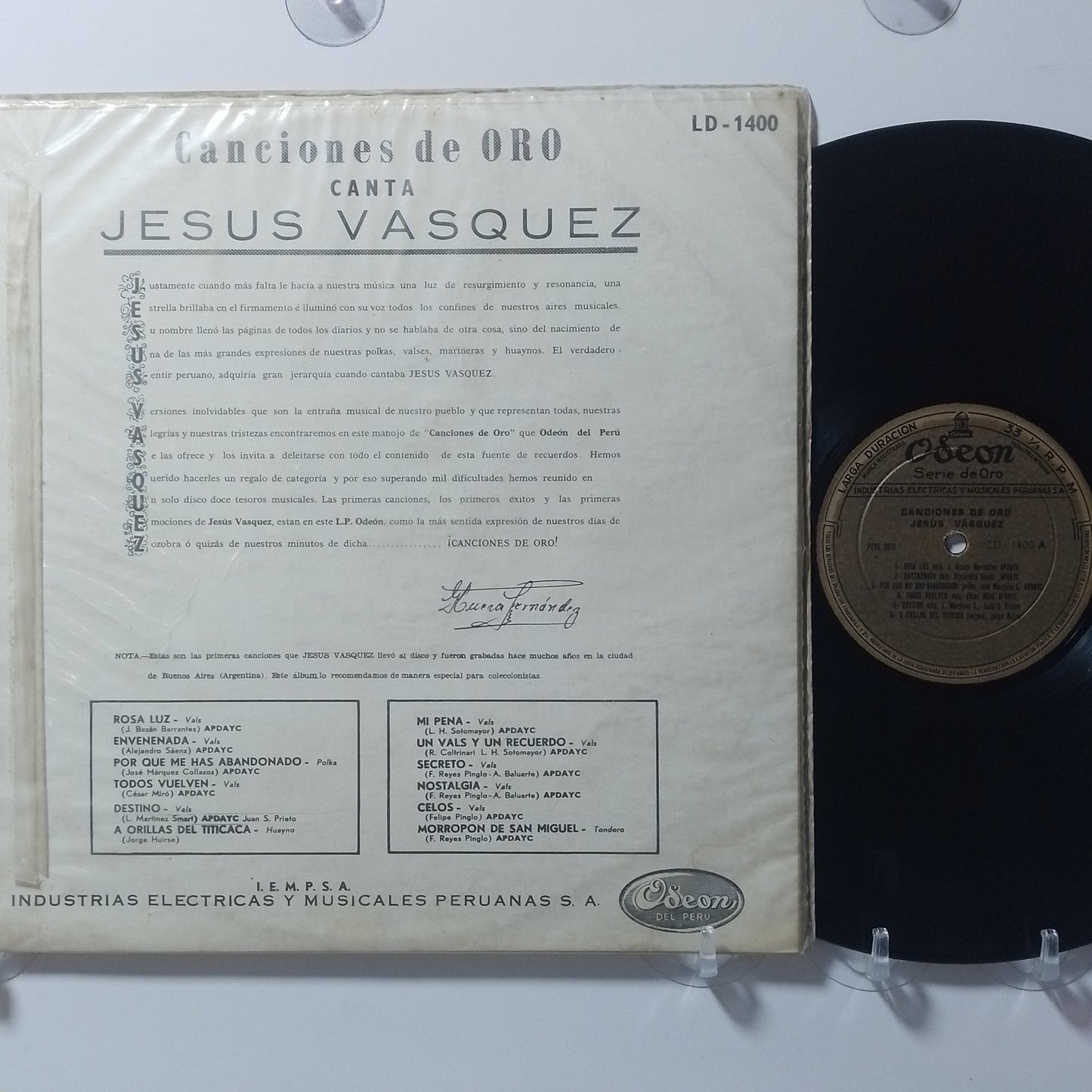 lp Jesus Vasquez Canciones De Oro made peru 1964 vals criollo folk