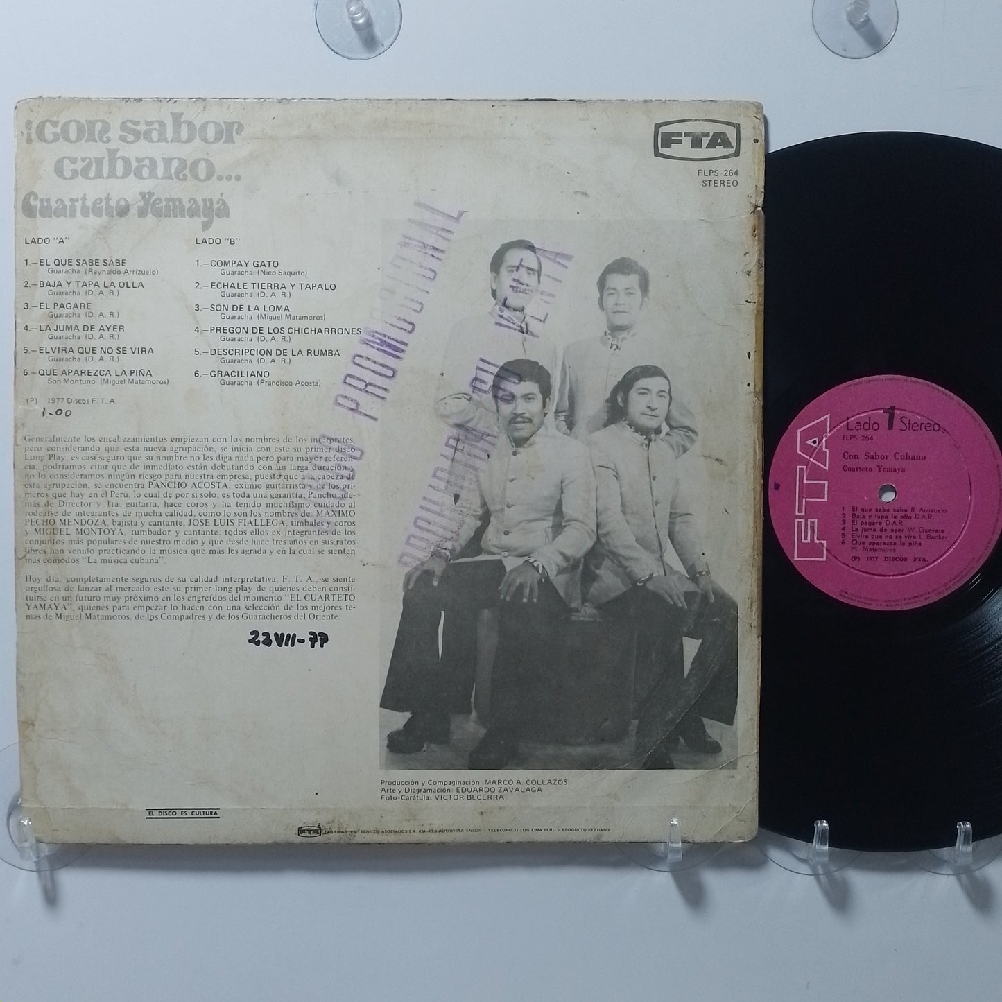 lp Cuarteto Yemaya Con Sabor Cubano made peru 1977 son guaracha