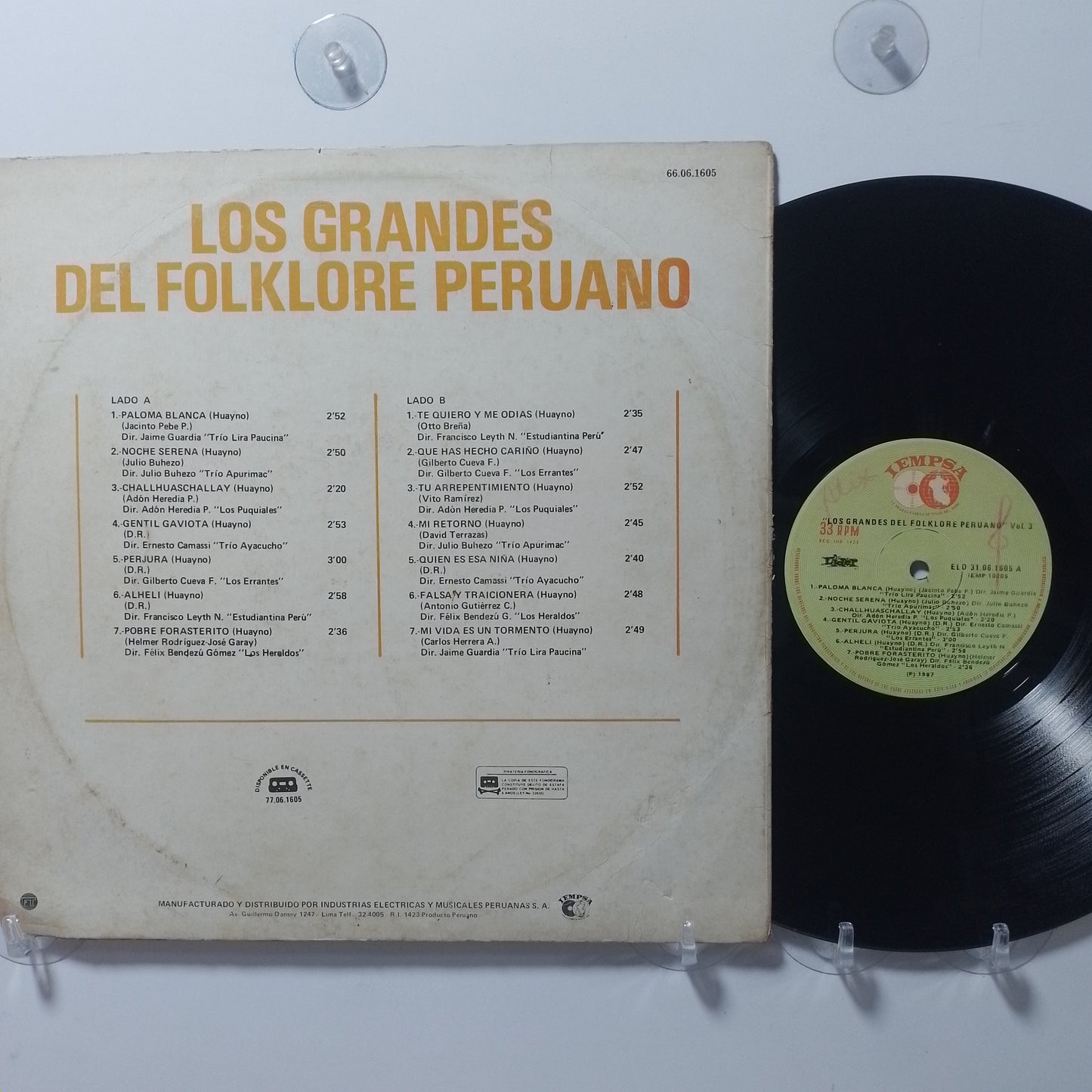 lp Los Grandes Del Folklore Peruano Vol 3 Los Errantes Lira Paucina Trio Ayacucho varios made Peru 1987 huayno folk