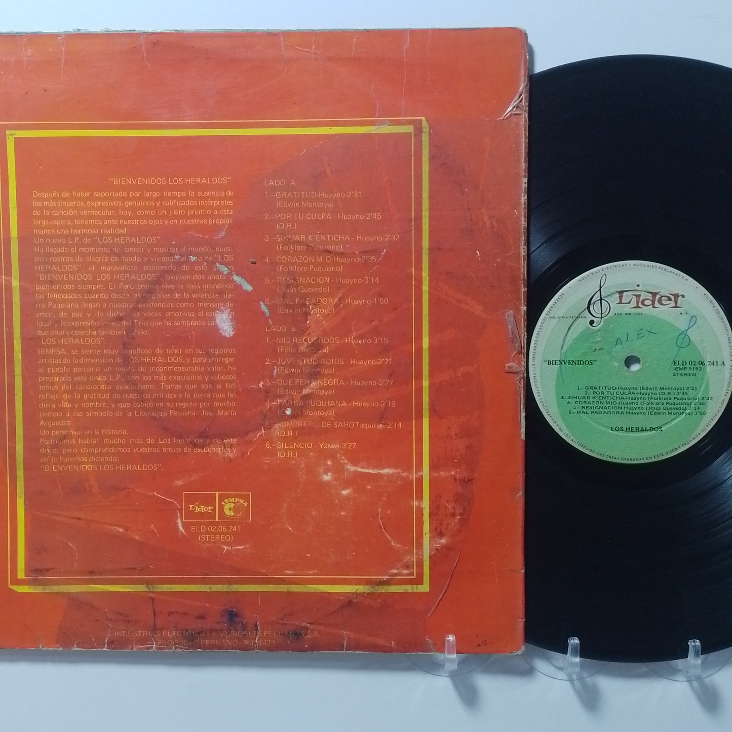 lp Los Heraldos Bienvenidos made Peru 1970 huayno folk