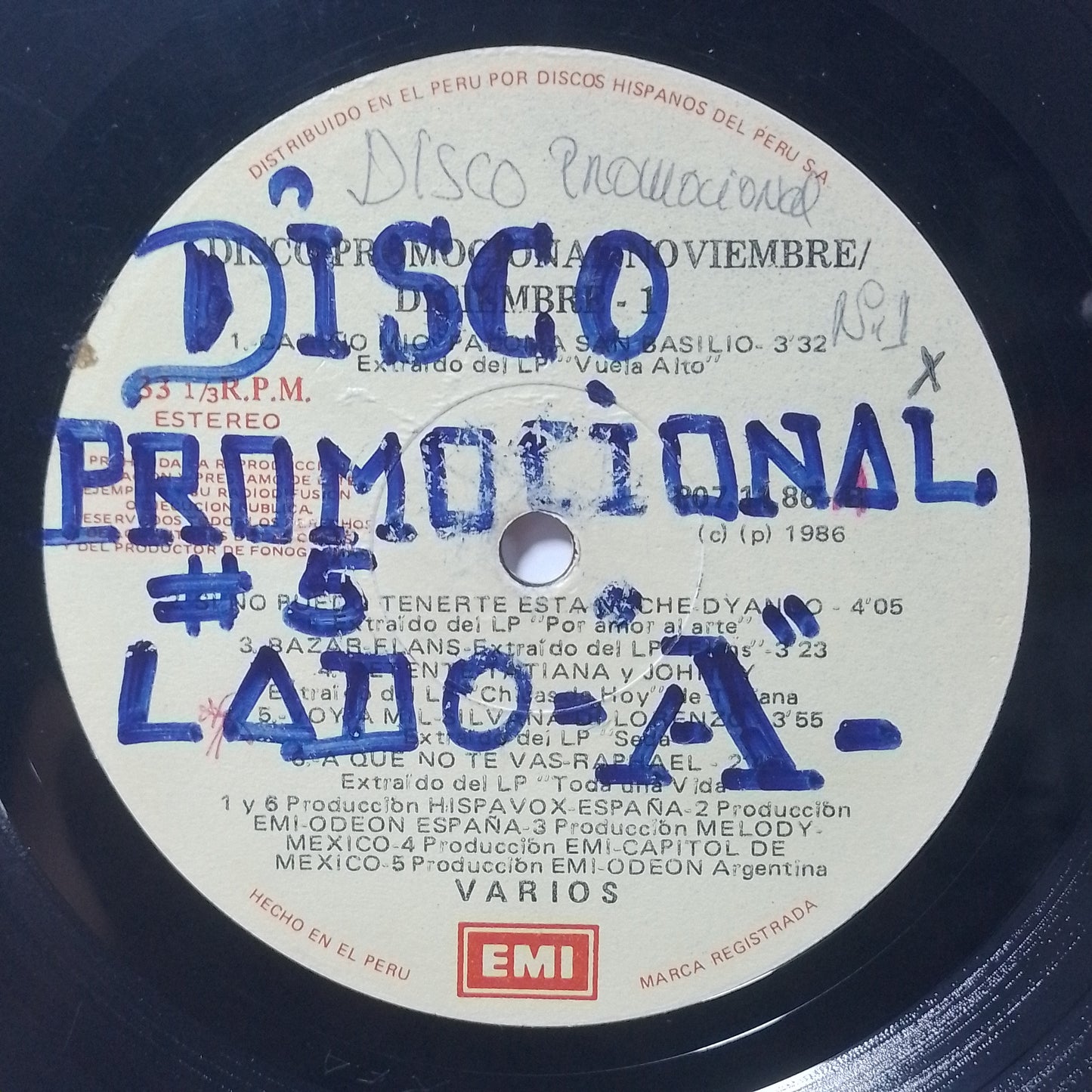 lp Disco Promocional emi Octubre Noviembre Diciembre 1 flans mijares yuri varios made peru 1986 promocional latin pop