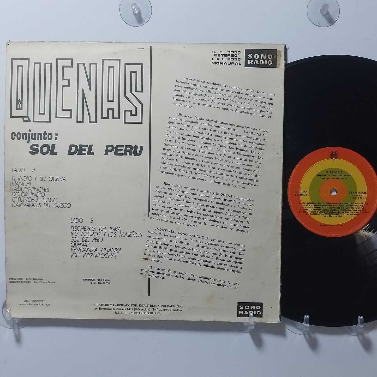 lp Conjunto Sol Del Peru Quenas made peru 1970 andean folk