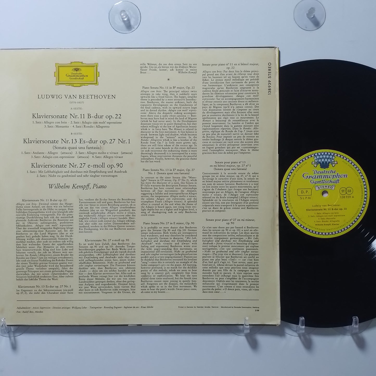 lp wilhelm kempff ludwing van beethoven piano made alemania 1975 clasico