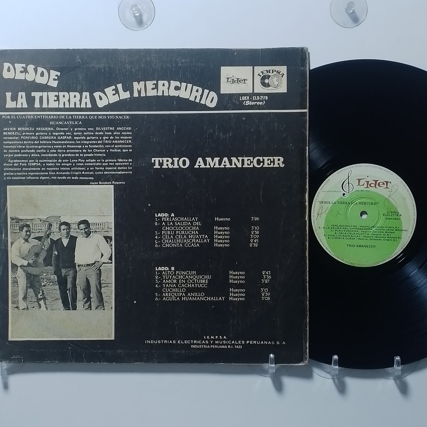 lp trio amanecer desde la tierra del mercurio made peru 1972 huayno folk