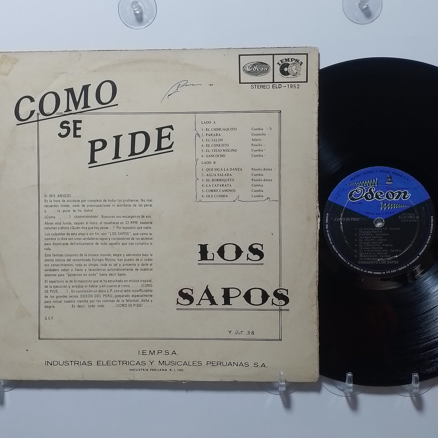 lp Conjunto Los Sapos Como se pide made peru 1970 latin cumbia