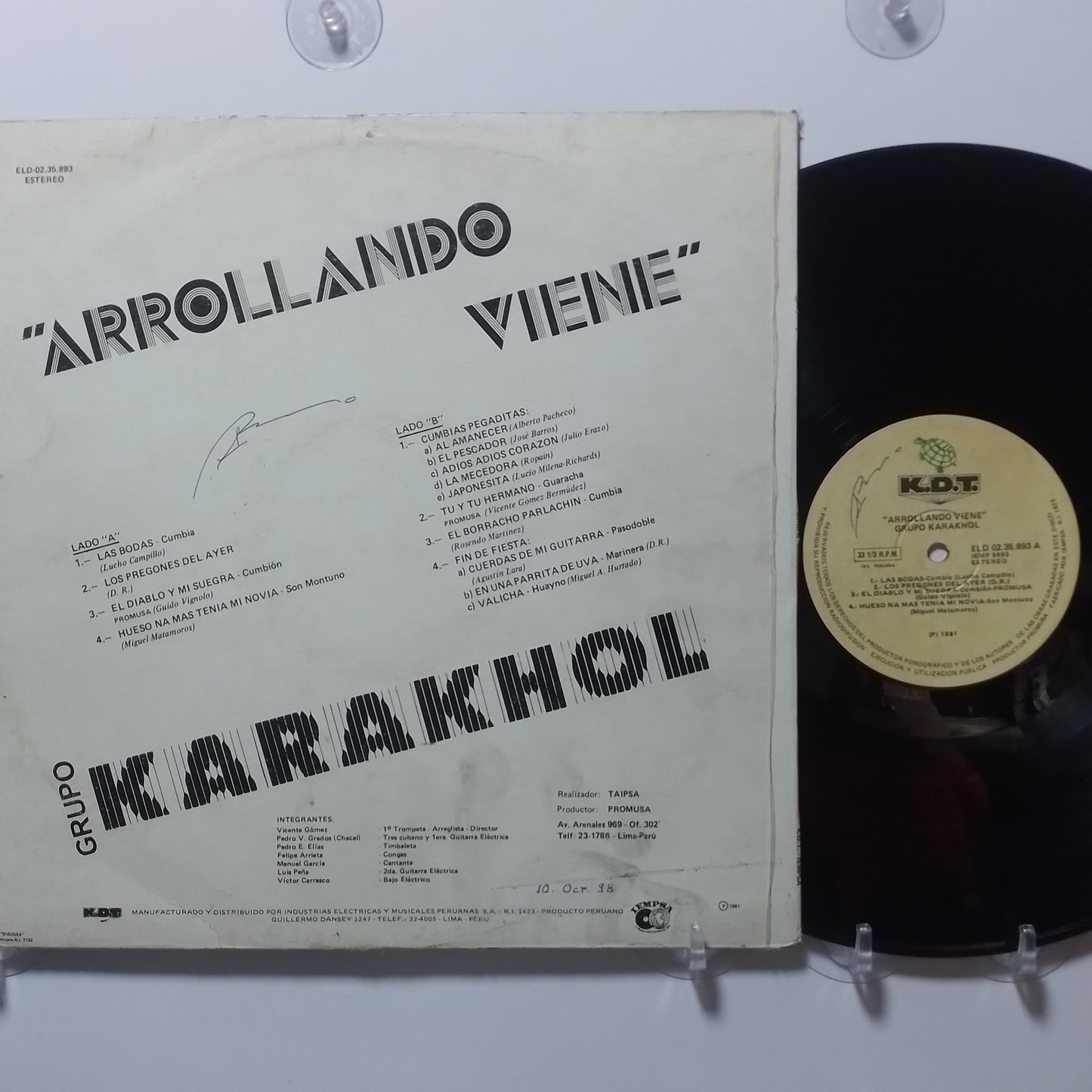 lp Grupo Karakhol Arrollando Viene made peru 1981 latin cumbia