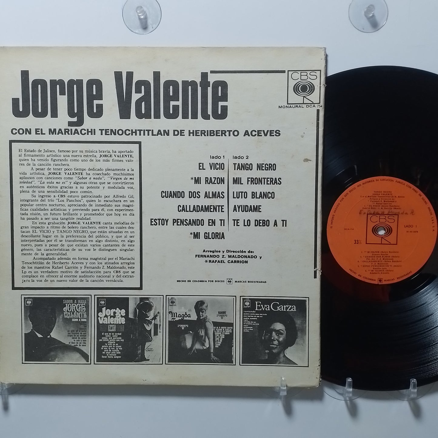 lp Jorge Valente Tango Negro made colombia 1966 ranchera folk
