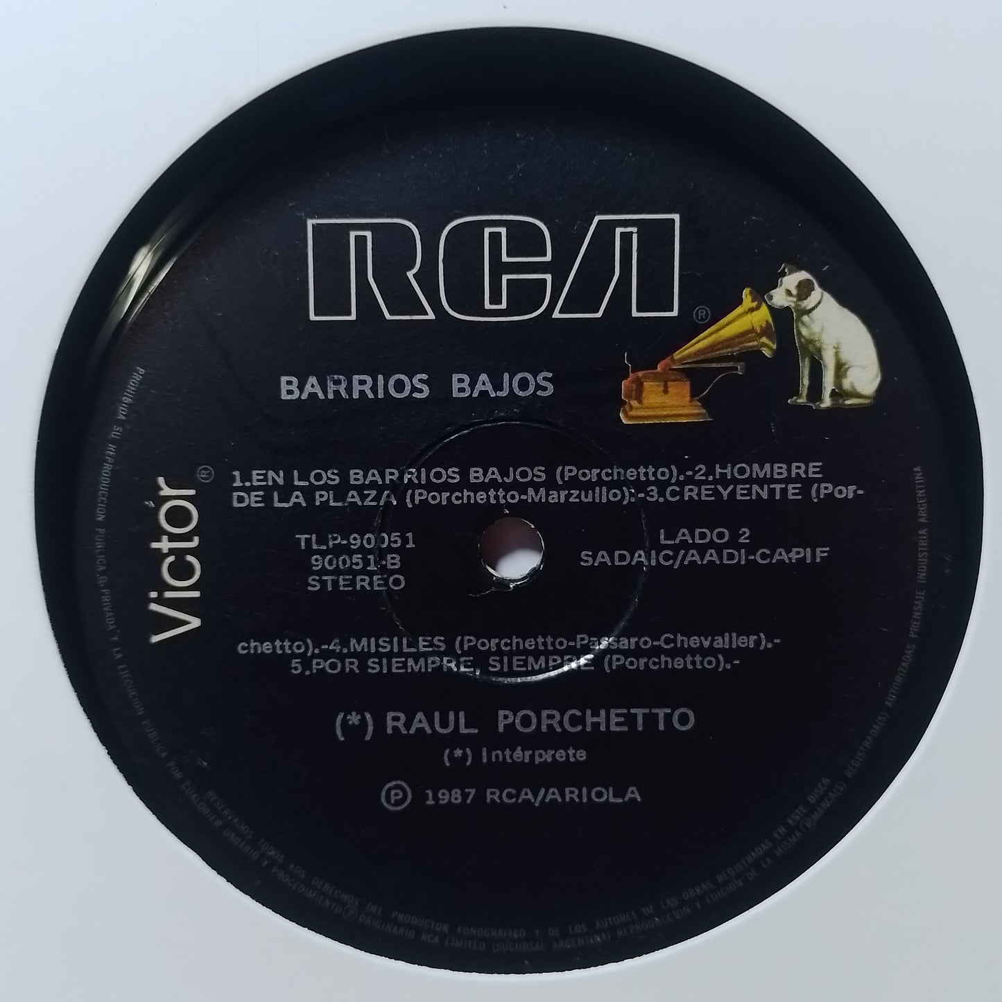 lp Raul Porchetto Barrios Bajos made argentina 1987 pop rock latin