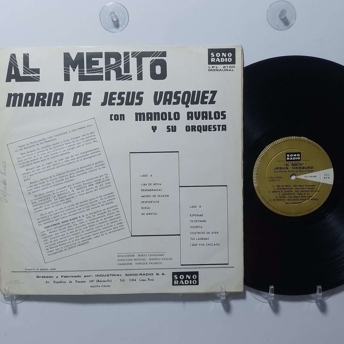 lp Jesus Vasquez Al Merito made peru 1966 criollo vals folk