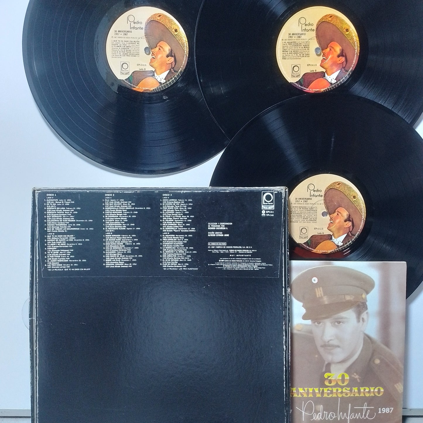 x3 lp Pedro Infante 30 Aniversario 1957 1987 made mexico 1987 edicion limitada con libro ilustrado ranchera folk