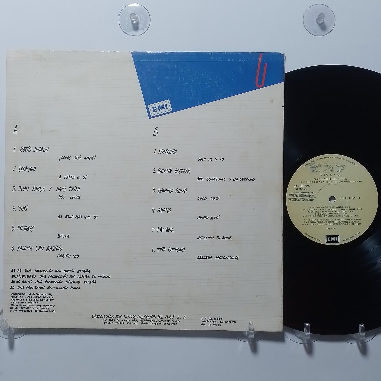 lp Viva '88 pandora mijares yuri varios made peru 1987 latin pop