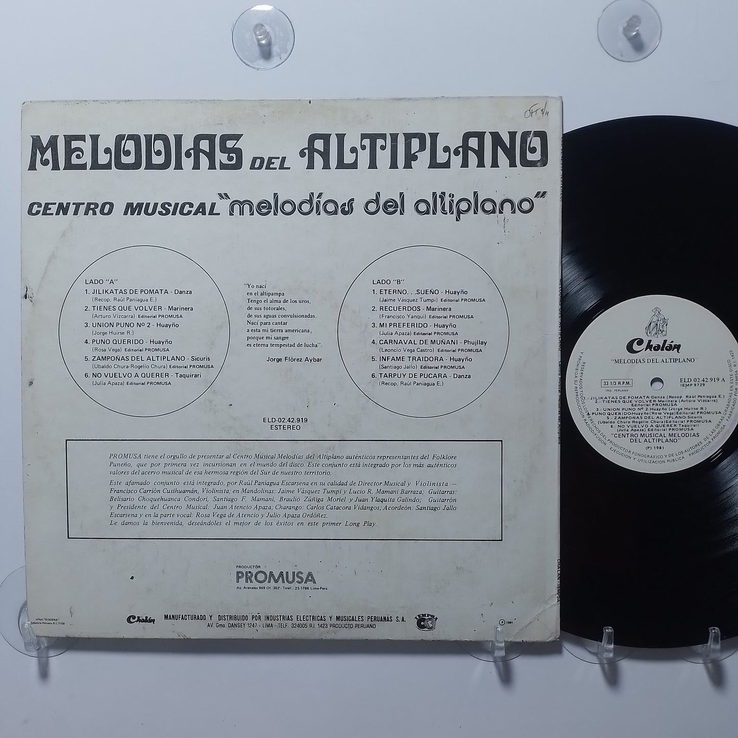 lp centro musical Melodias del Altiplano Melodias del Altiplano made peru 1981 andean folk
